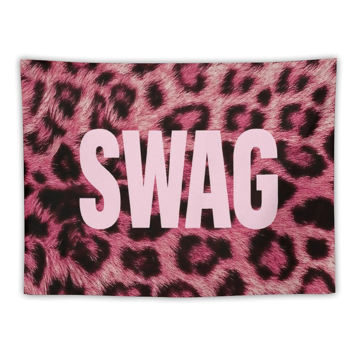 Gyvif Leopard Print Pink SWAG Slogan Wall Tapestry, Y2K Street Style Wall Hanging For Bedroom Dorm, Gift For Teens & Streetwear Lovers
