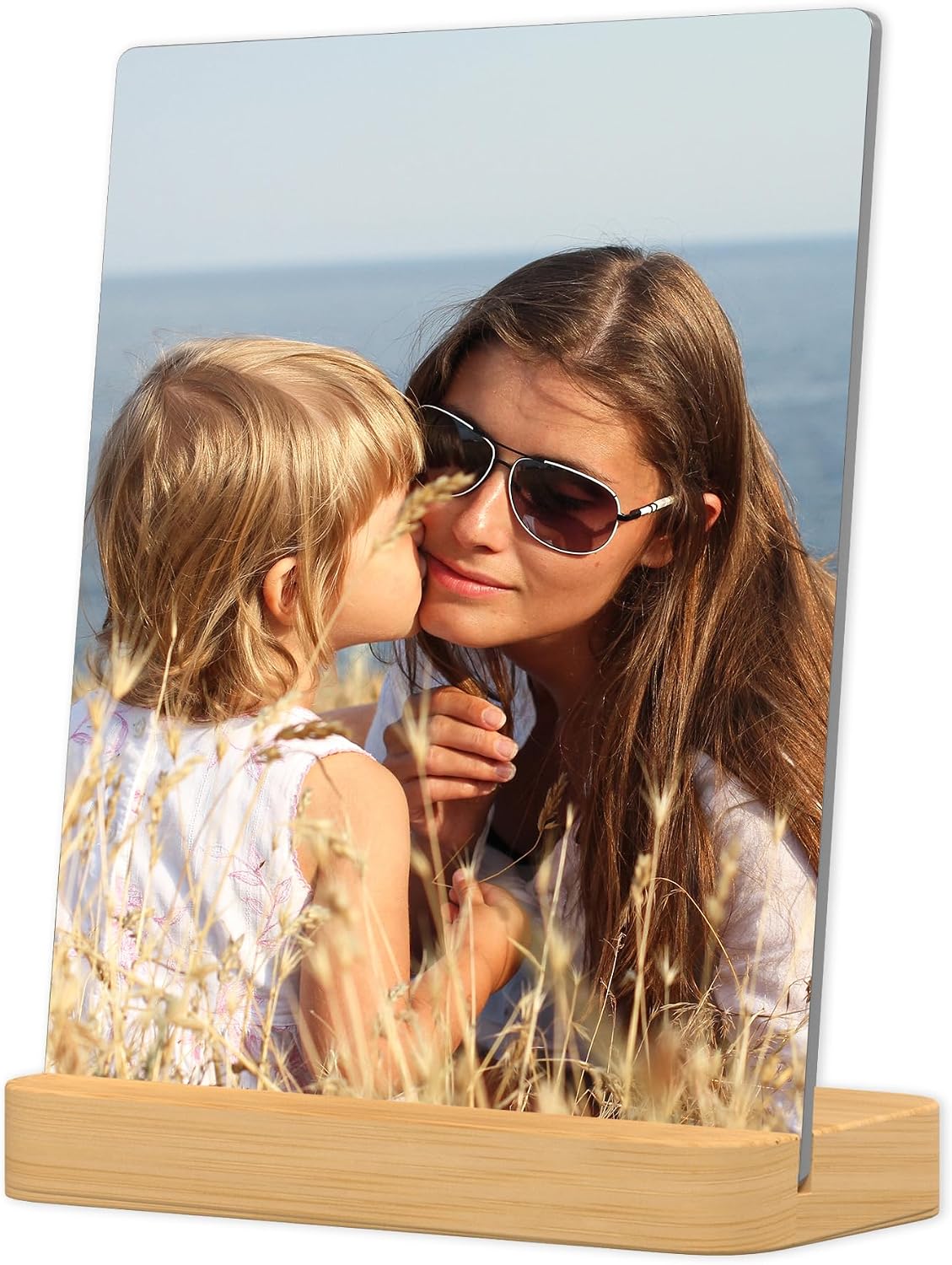 Custom Metal Photo Prints Customized photo gifts with Natural Bamboo Base