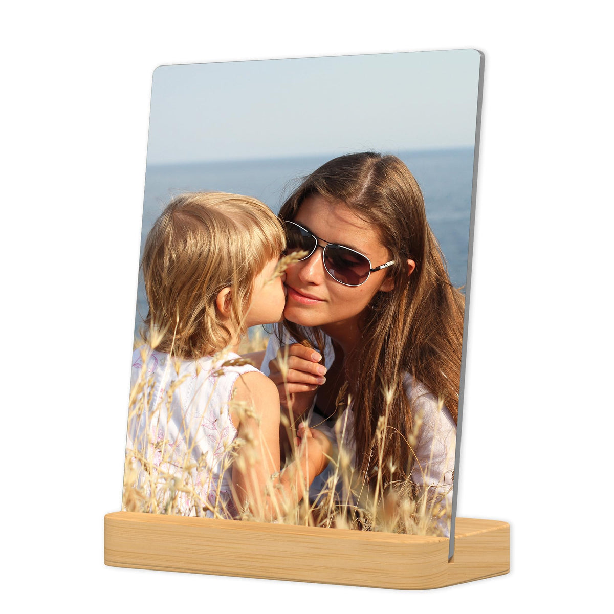 Custom Metal Photo Prints Customized photo gifts with Natural Bamboo Base