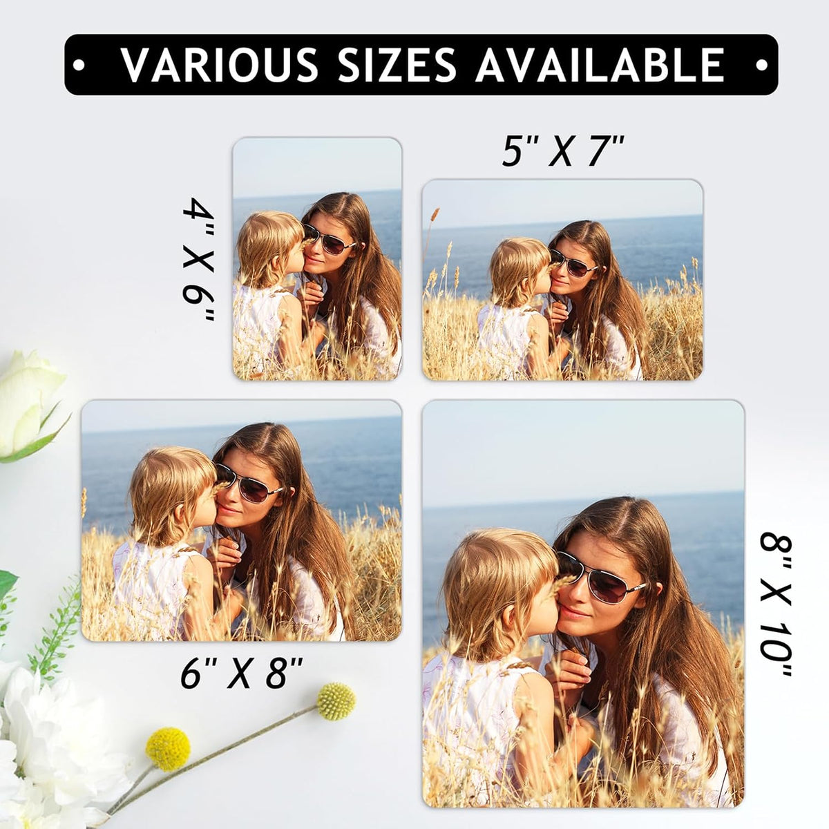 Custom Metal Photo Prints Customized photo gifts with Natural Bamboo Base