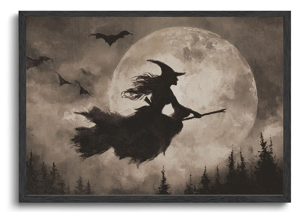 ILLBDR Halloween Three Witches Canvas Wall Art Poster 12x16 inch