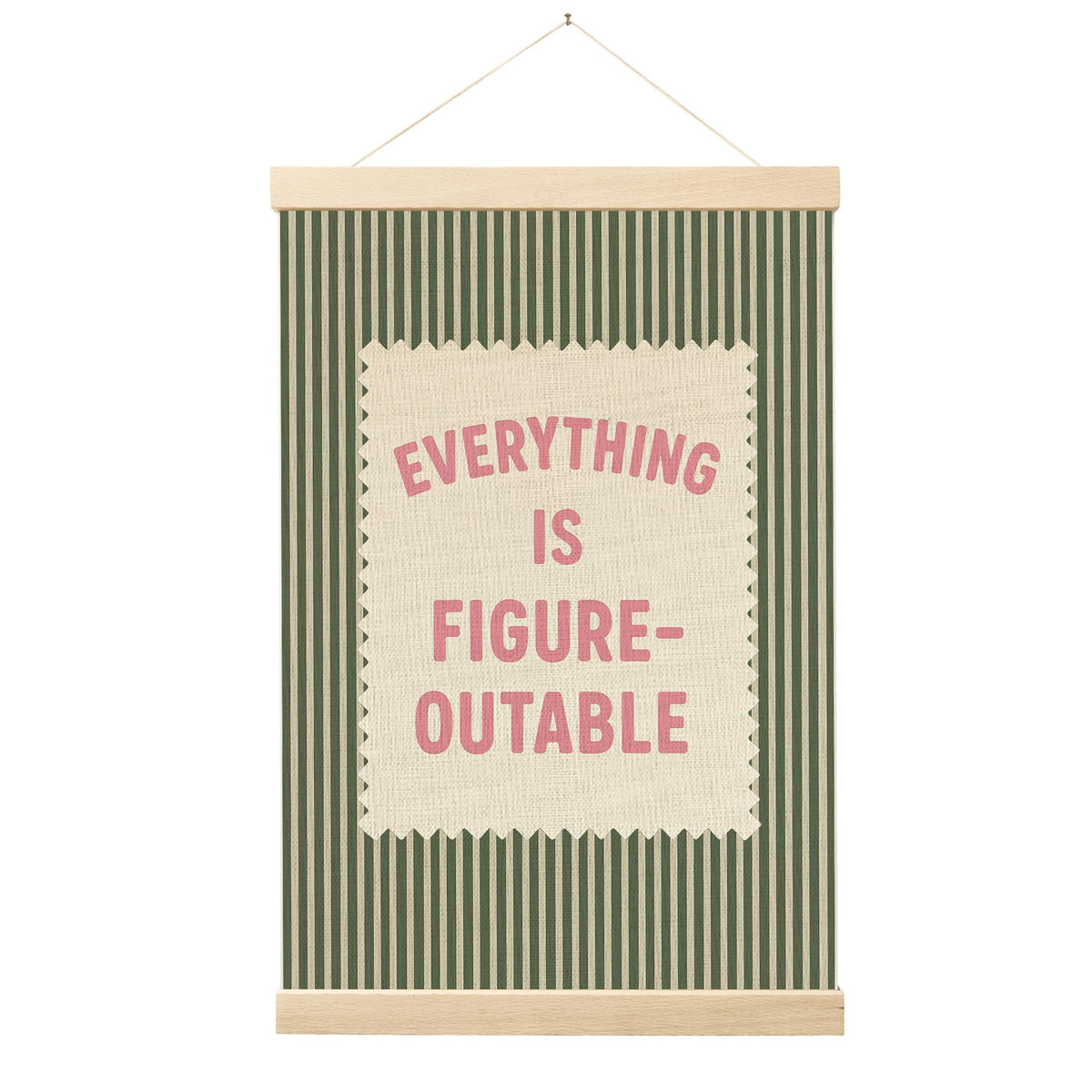 FGFK Everything Is Figureoutable Positive Affirmations Wall Art Poster Hanger Frame, Retro Pink and Green Inspirational Canvas Prints Framed Wall Decor for Office Classroom Home Bedroom, 12x16 Inch