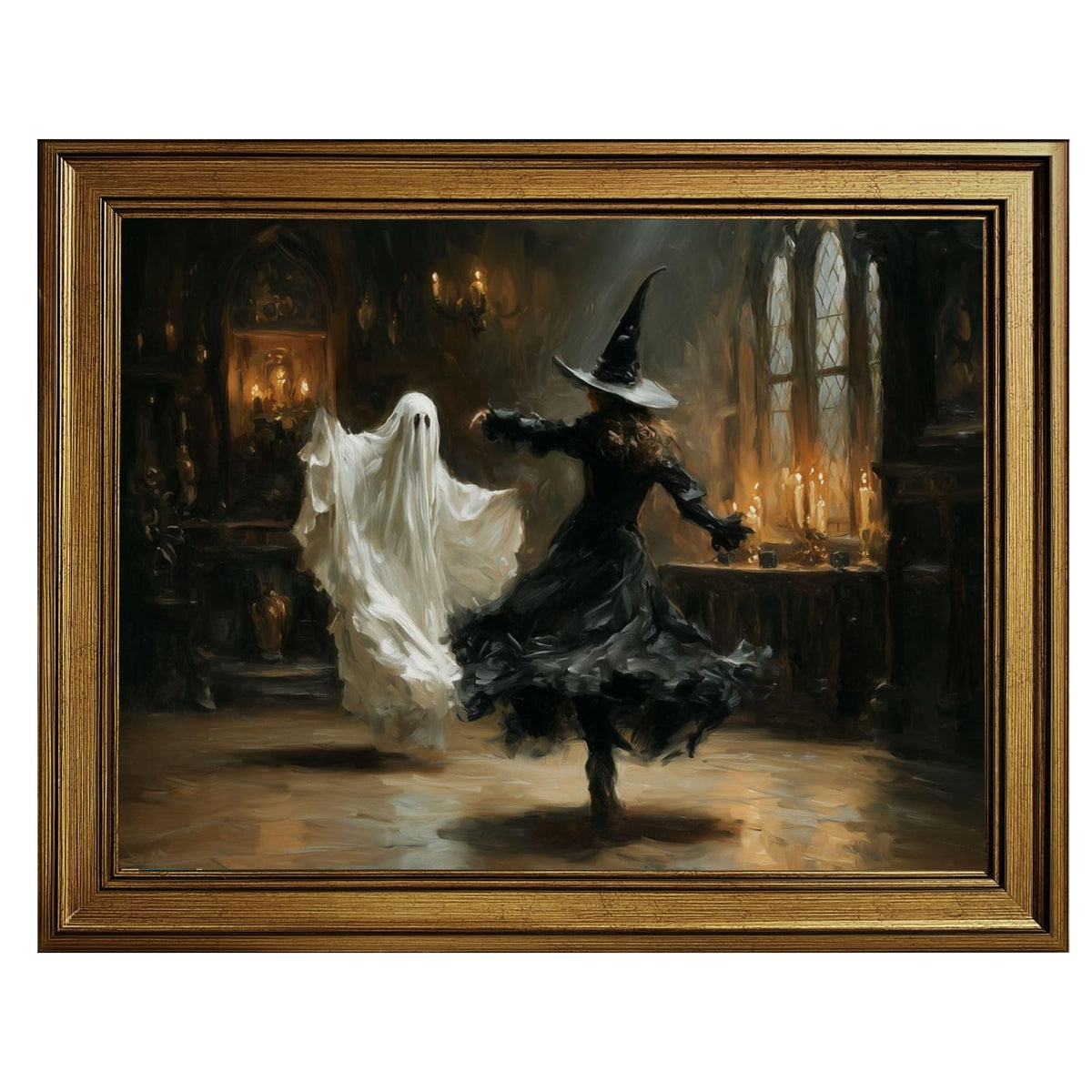 Funny Halloween Bathroom Wall Art Cute Ghost Toilet Paper Poster Spooky Toilet Art Prints Floral Ghost Painting Flowers Halloween Whimsical Room Decor for Powder Room Restroom 8x10inch Gold Frame