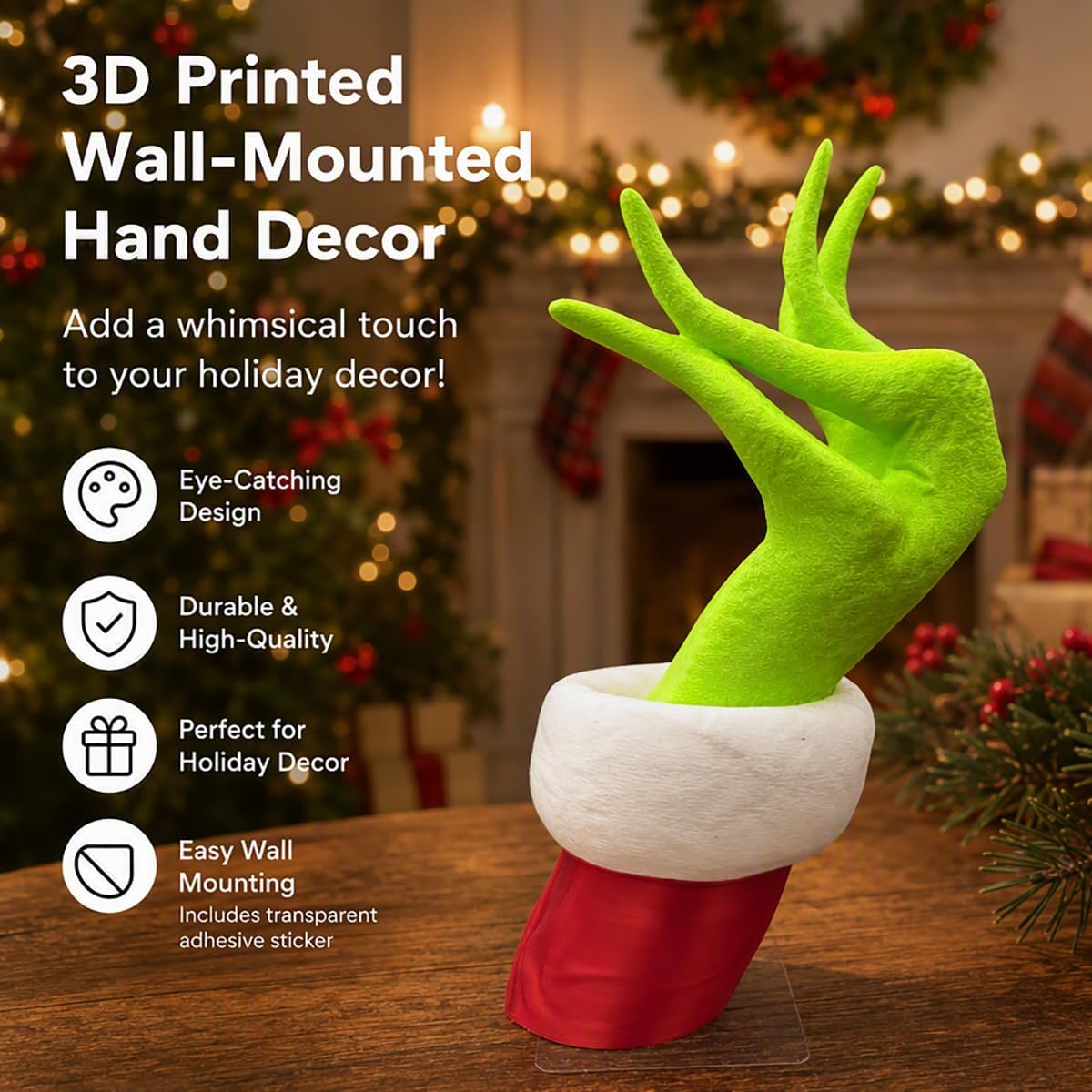 3D Printed Christmas Decorations Indoor Outdoor Wall Mount Hand Ornament