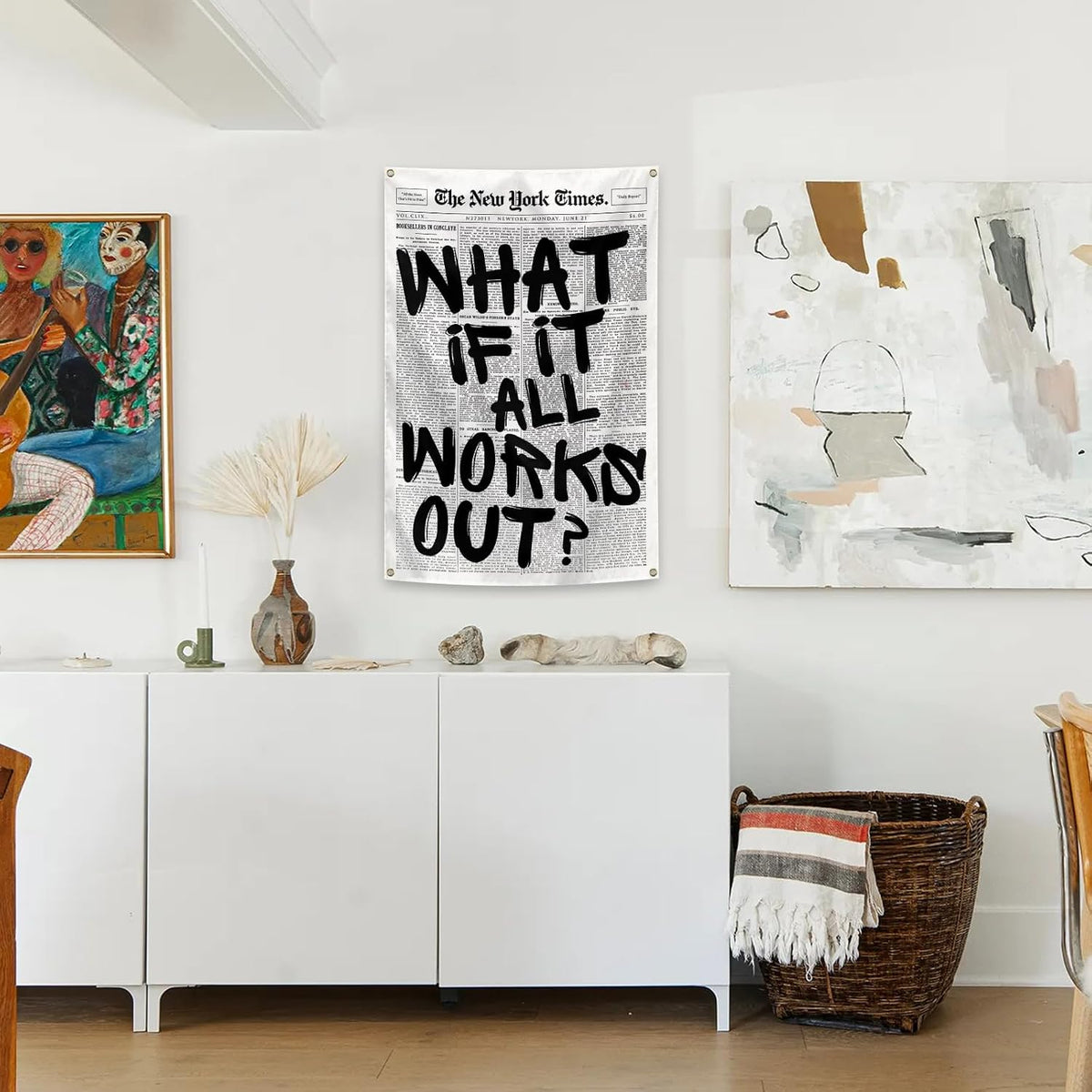 verrlia Retro Art What If It All Works Out Inspirational Tapestry 2x3 Feet Motivational Tapestry for Bedroom College Dorm Dorm Office Wall Decor