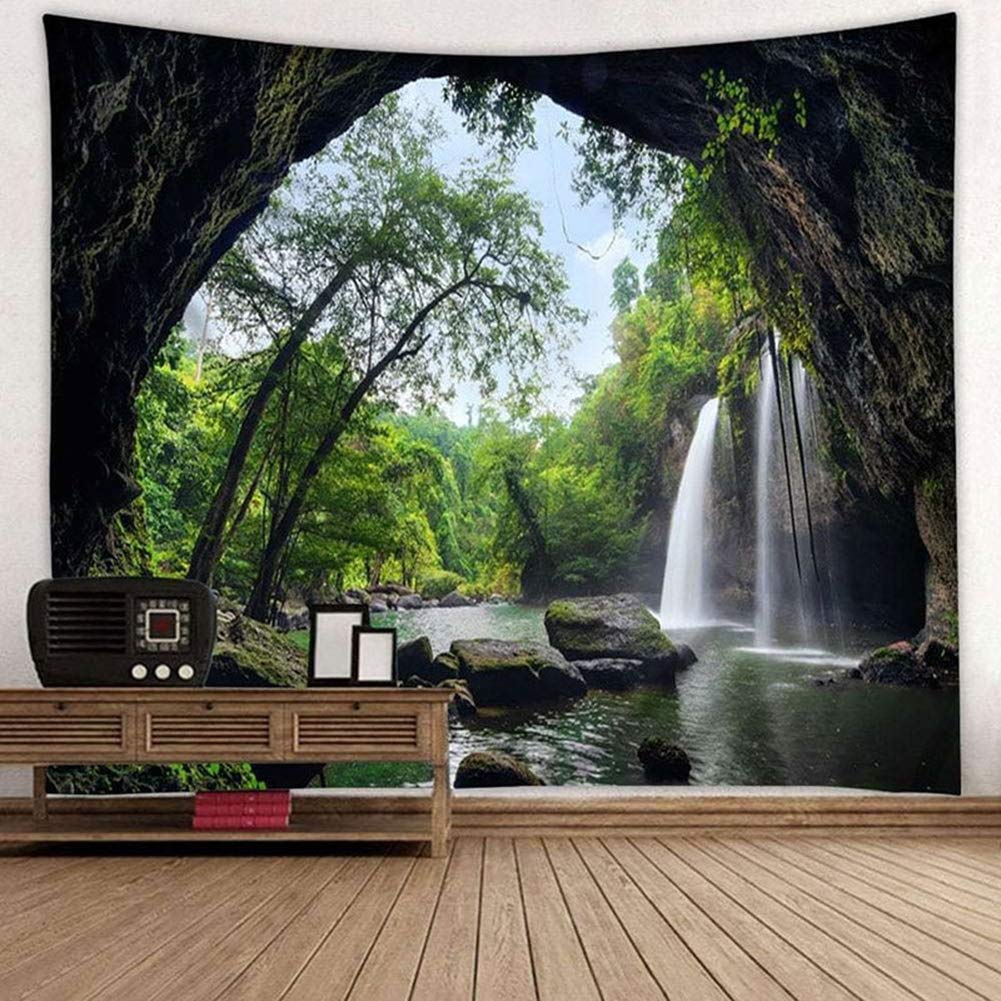 Llamazing Forest Tapestry Home Decor Landscape Living Room Bedroom Decoration Magic Tapestry Curtain (Looking Up at The Stars, 78''L×60''W)