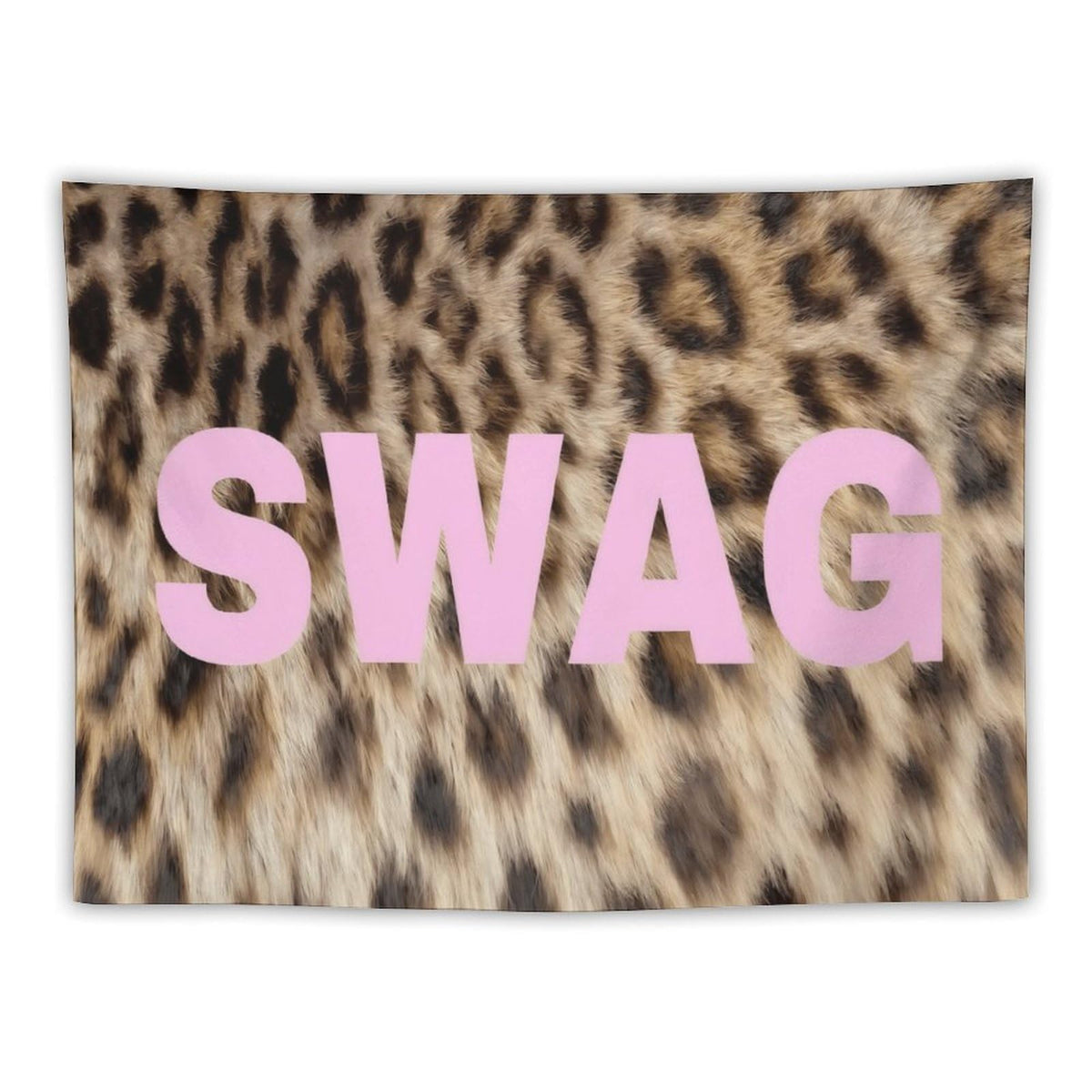 Gyvif Leopard Print Pink SWAG Slogan Wall Tapestry, Y2K Street Style Wall Hanging For Bedroom Dorm, Gift For Teens & Streetwear Lovers