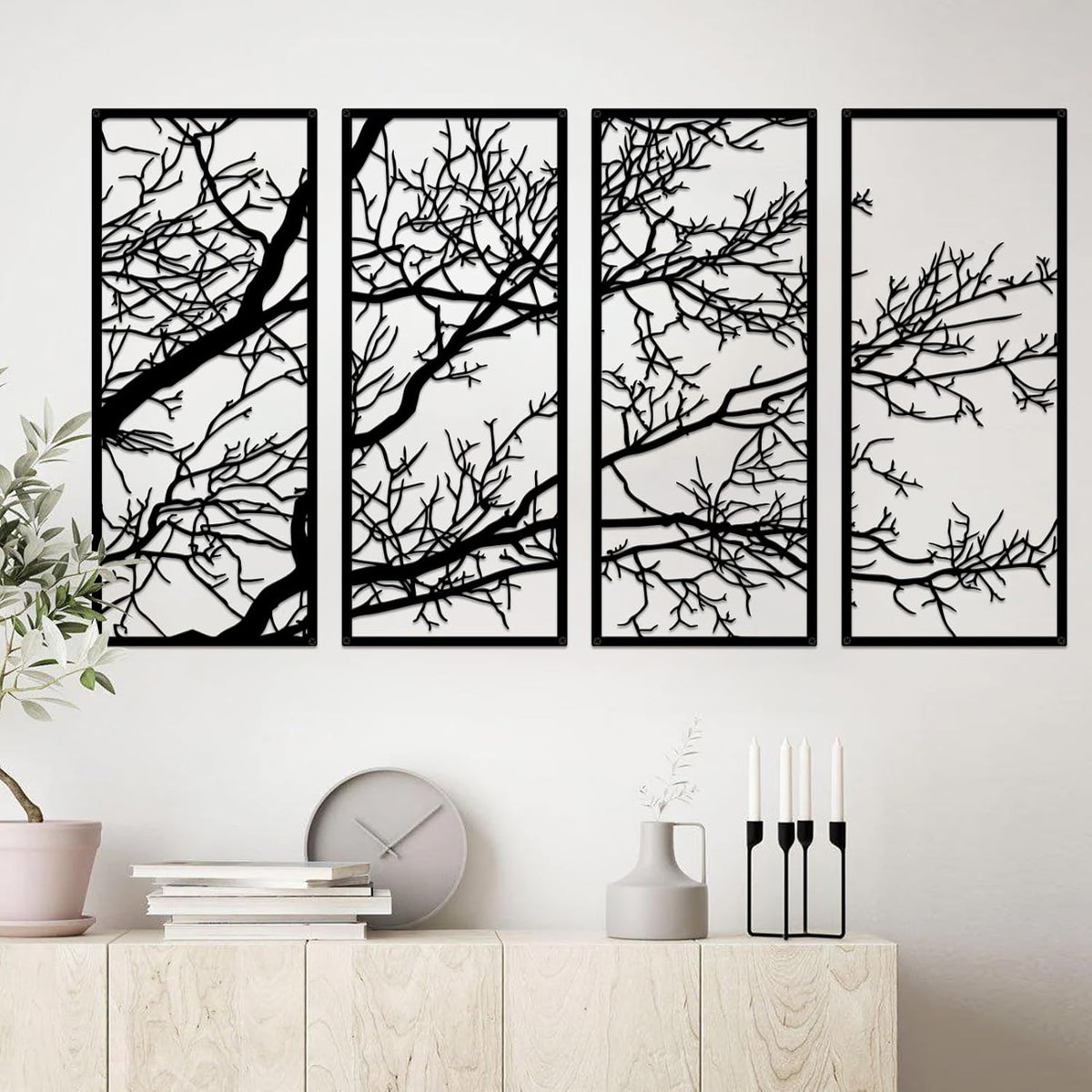 ESTART 4 Pieces Tree of Life Metal Wall Decor, Tree Branch Metal Wall Art
