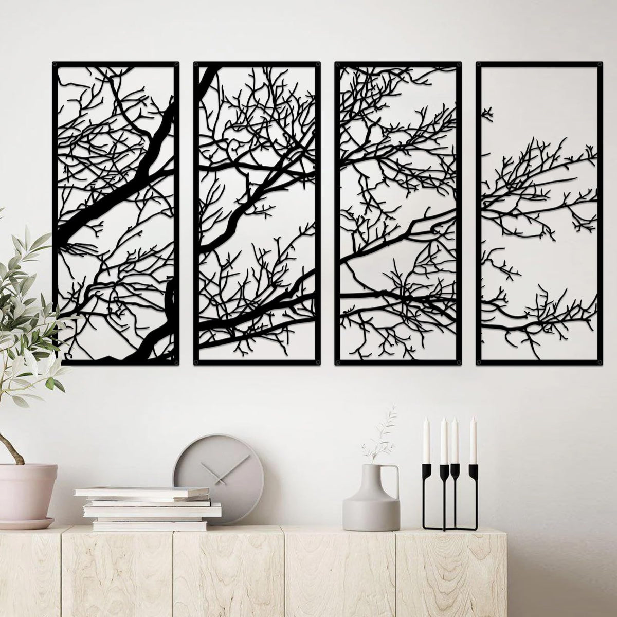 ESTART 4 Pieces Tree of Life Metal Wall Decor, Tree Branch Metal Wall Art