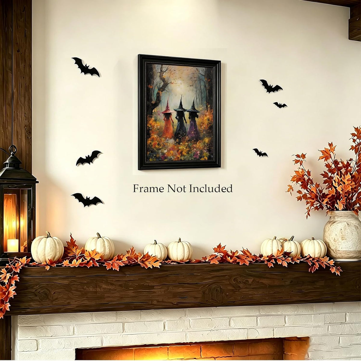 ILLBDR Halloween Three Witches Canvas Wall Art Poster 12x16 inch