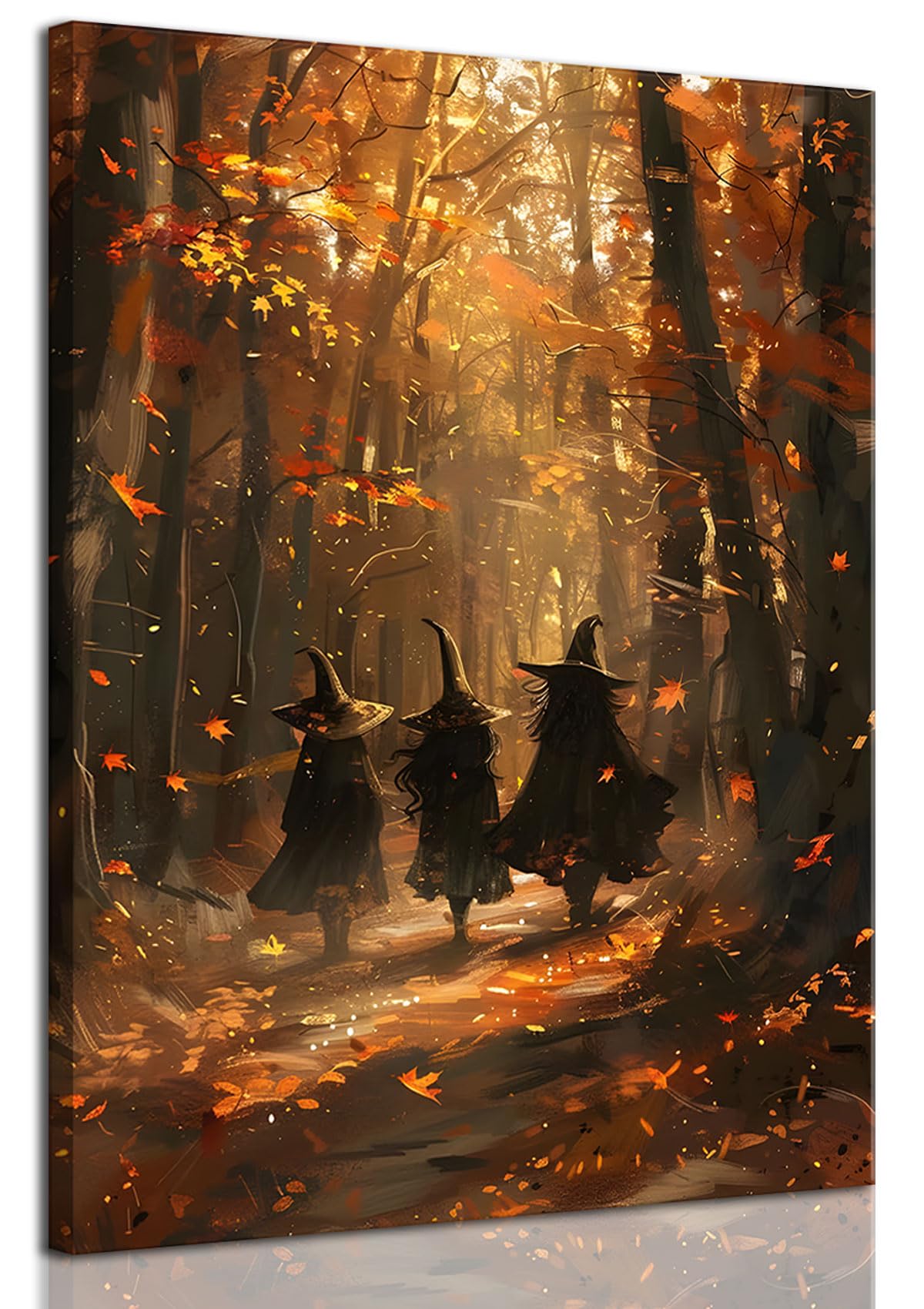ILLBDR Halloween Three Witches Canvas Wall Art Poster 12x16 inch