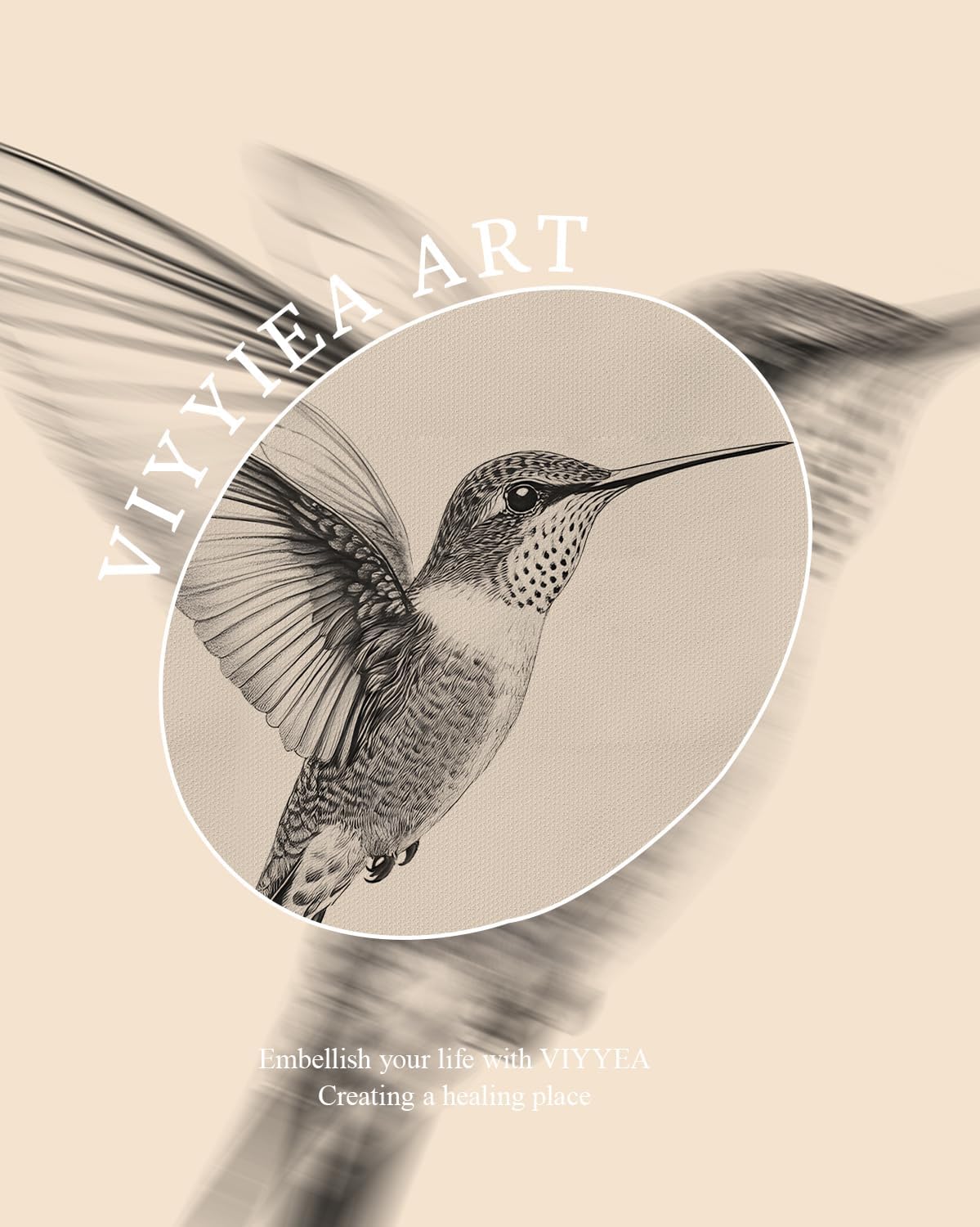 VIYYIEA Vintage Gold Framed Wall Art – Hummingbird Sketch Prints, 8x10 IN