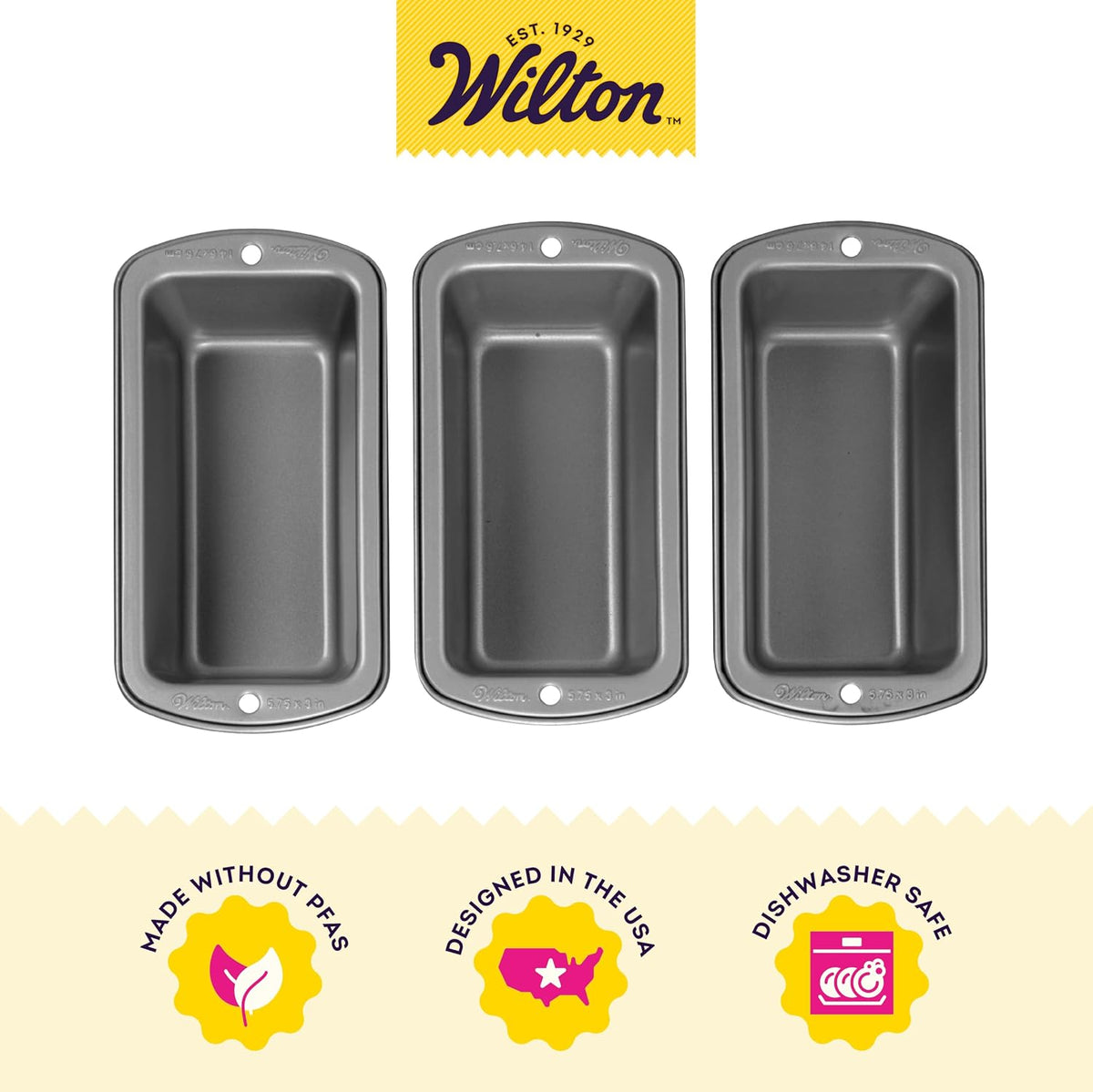 Wilton Recipe Right Loaf Pan for Baking, Mini Size, Single Cavity, Set of 3