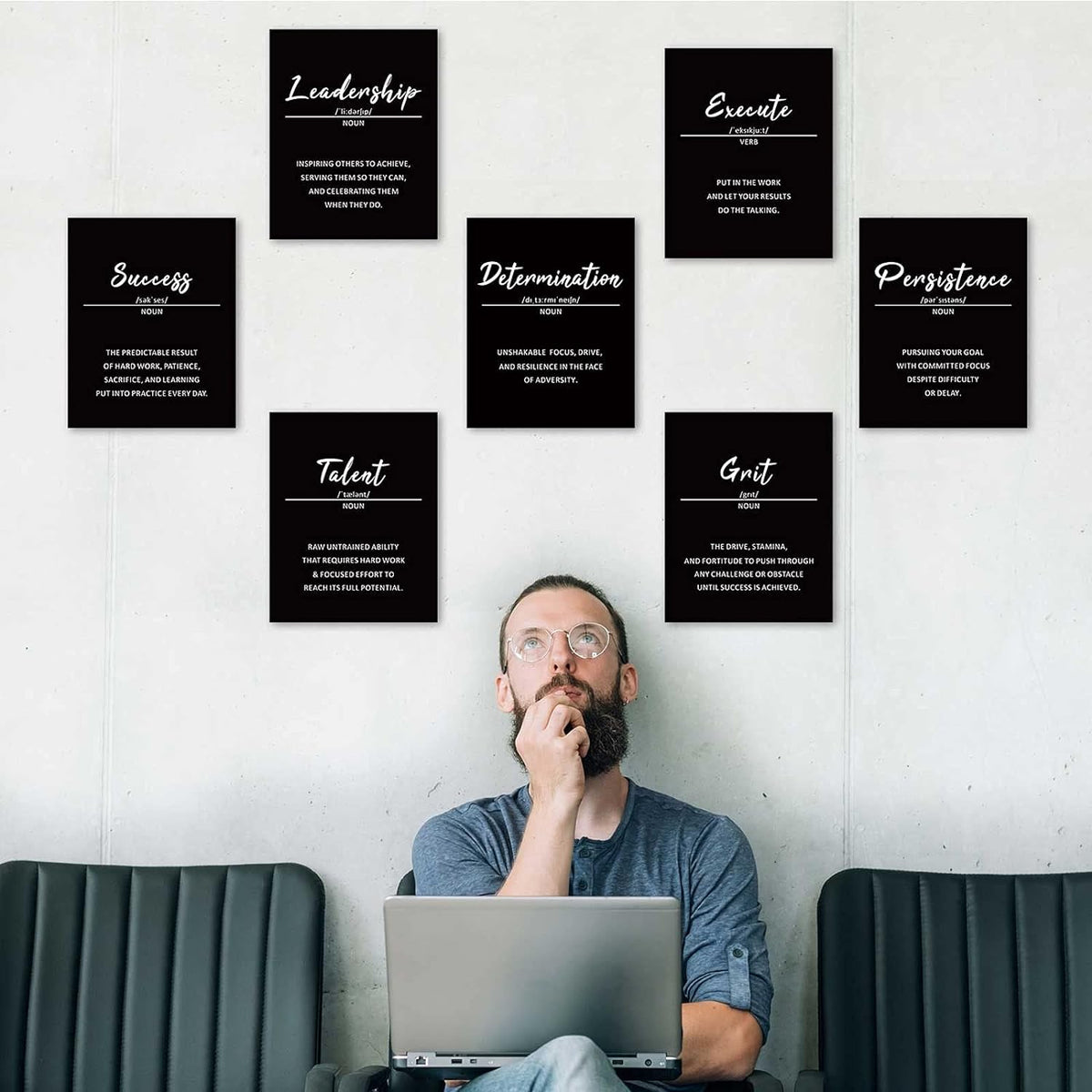 Outus 9 Inspirational Wall Art Prints for Classroom Office, 8x10, Unframed