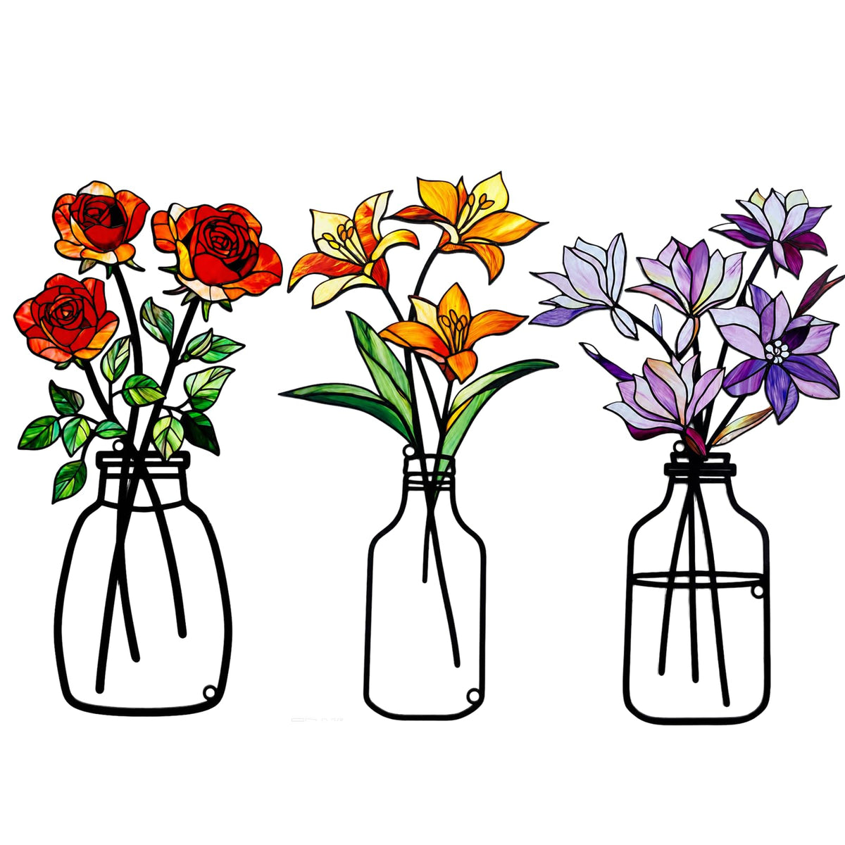 3 Pcs Metal Vase Wall Arts,Iron Art Painting,Rustic Farmhouse Decor Minimalist Flower Wall Decor for Bedroom Bathroom Living Room Dining Room(Blue, Vase-D)