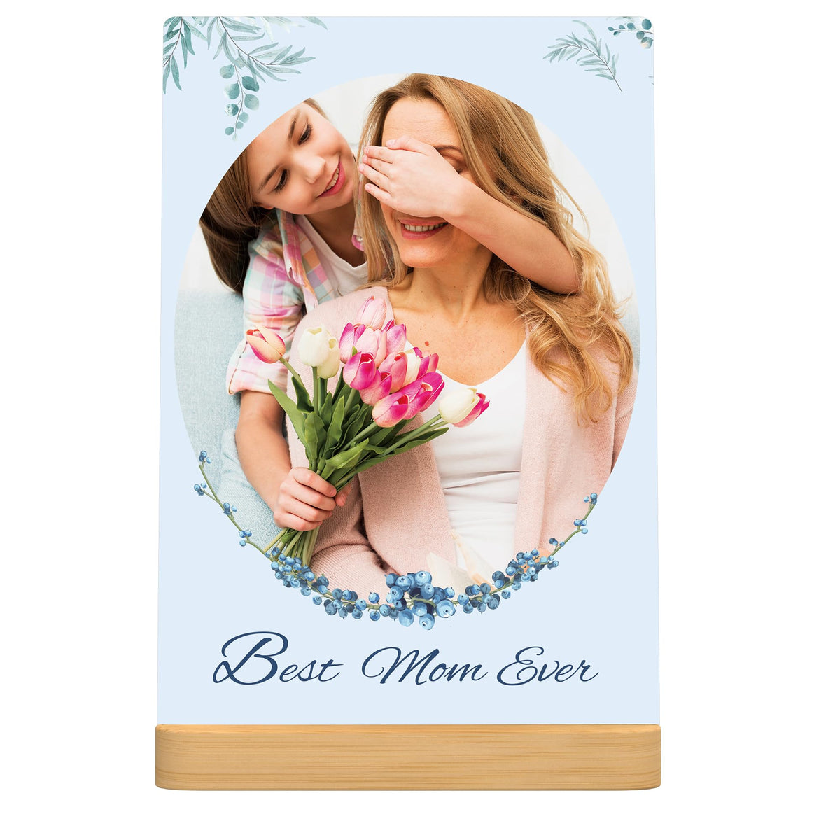 Custom Metal Photo Prints Customized photo gifts with Natural Bamboo Base