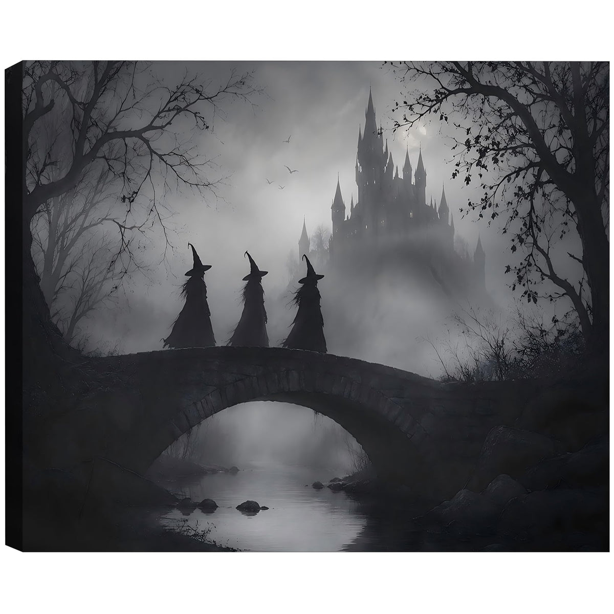 Framed Halloween Ghost Bathroom Canvas Wall Art 8x12 In, Funny Spooky Toilet Scene Canvas Prints Artwork, Dark Halloween Wall Decor Pictures for Office Home Decoration