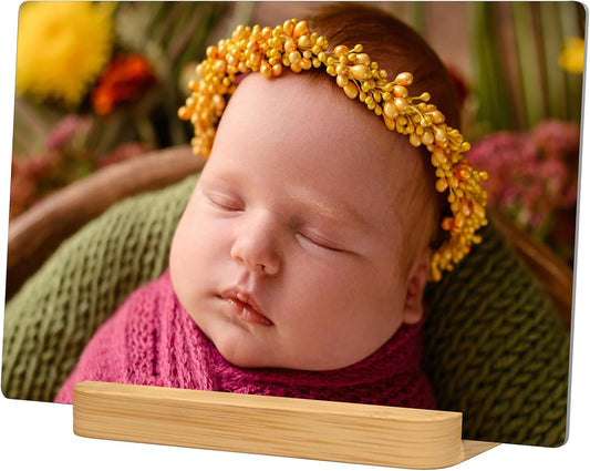 Custom Metal Photo Prints Customized photo gifts with Natural Bamboo Base