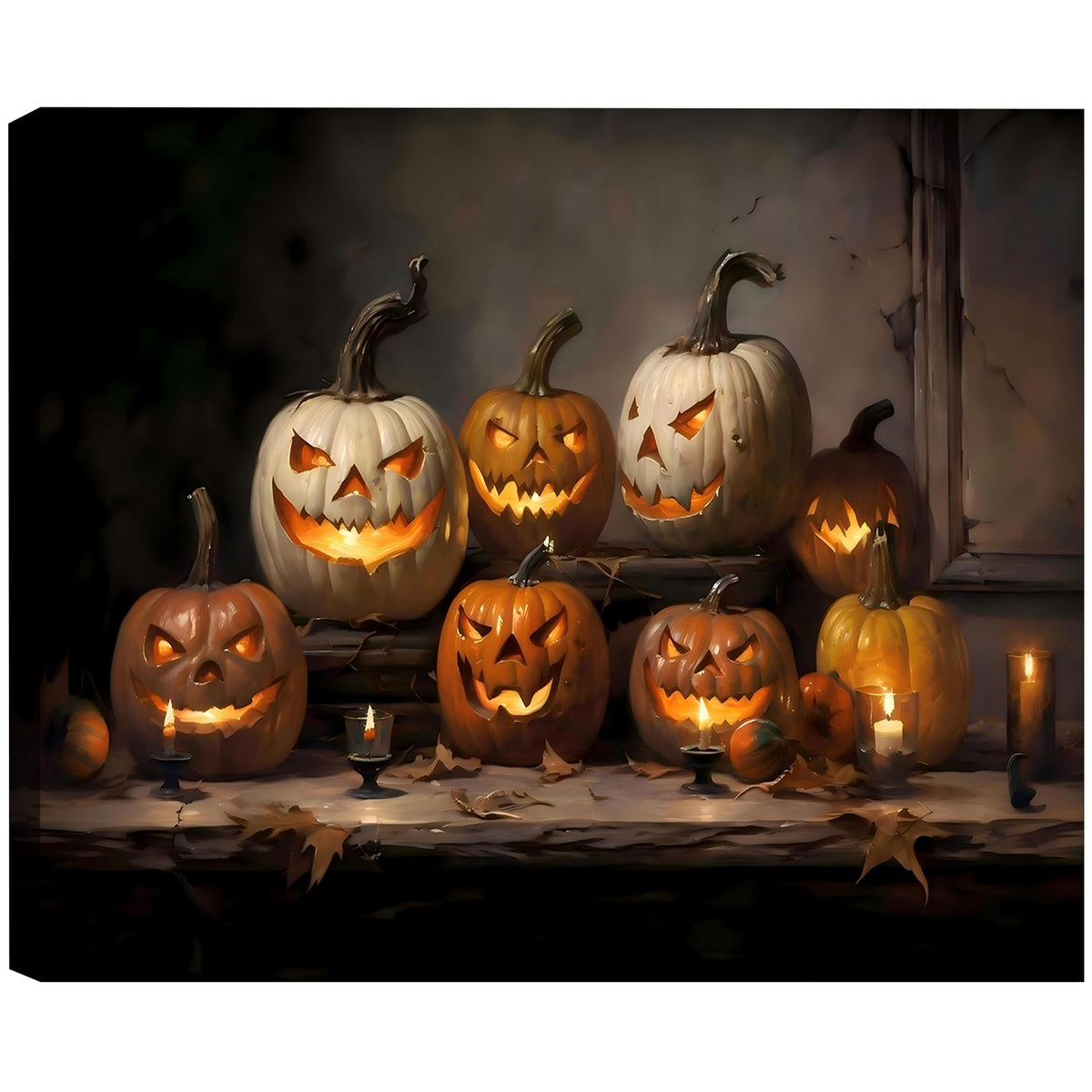 Framed Halloween Ghost Bathroom Canvas Wall Art 8x12 In, Funny Spooky Toilet Scene Canvas Prints Artwork, Dark Halloween Wall Decor Pictures for Office Home Decoration