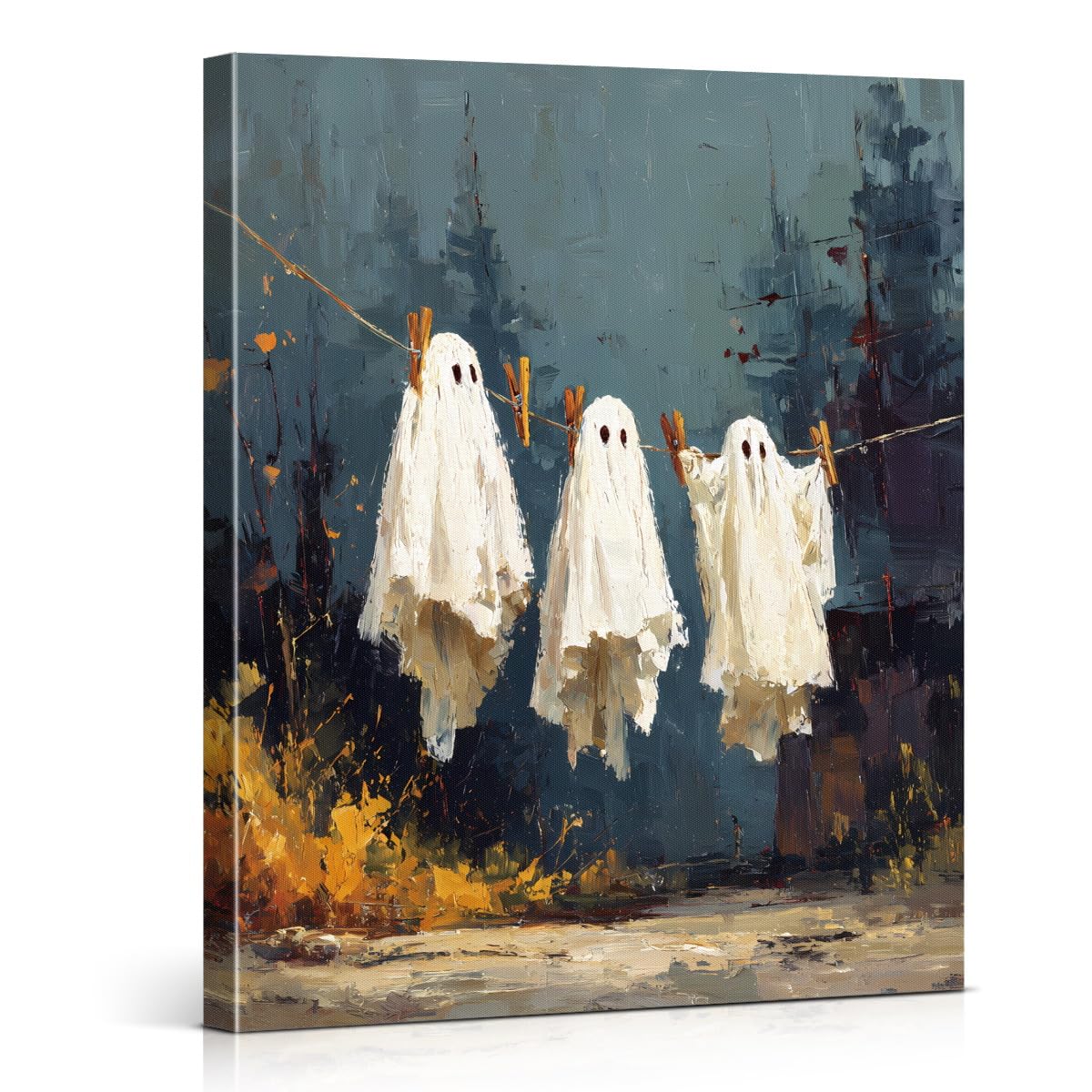 Funny Ghost Halloween Bathroom Wall Art Gothic Canvas Print Poster Framed