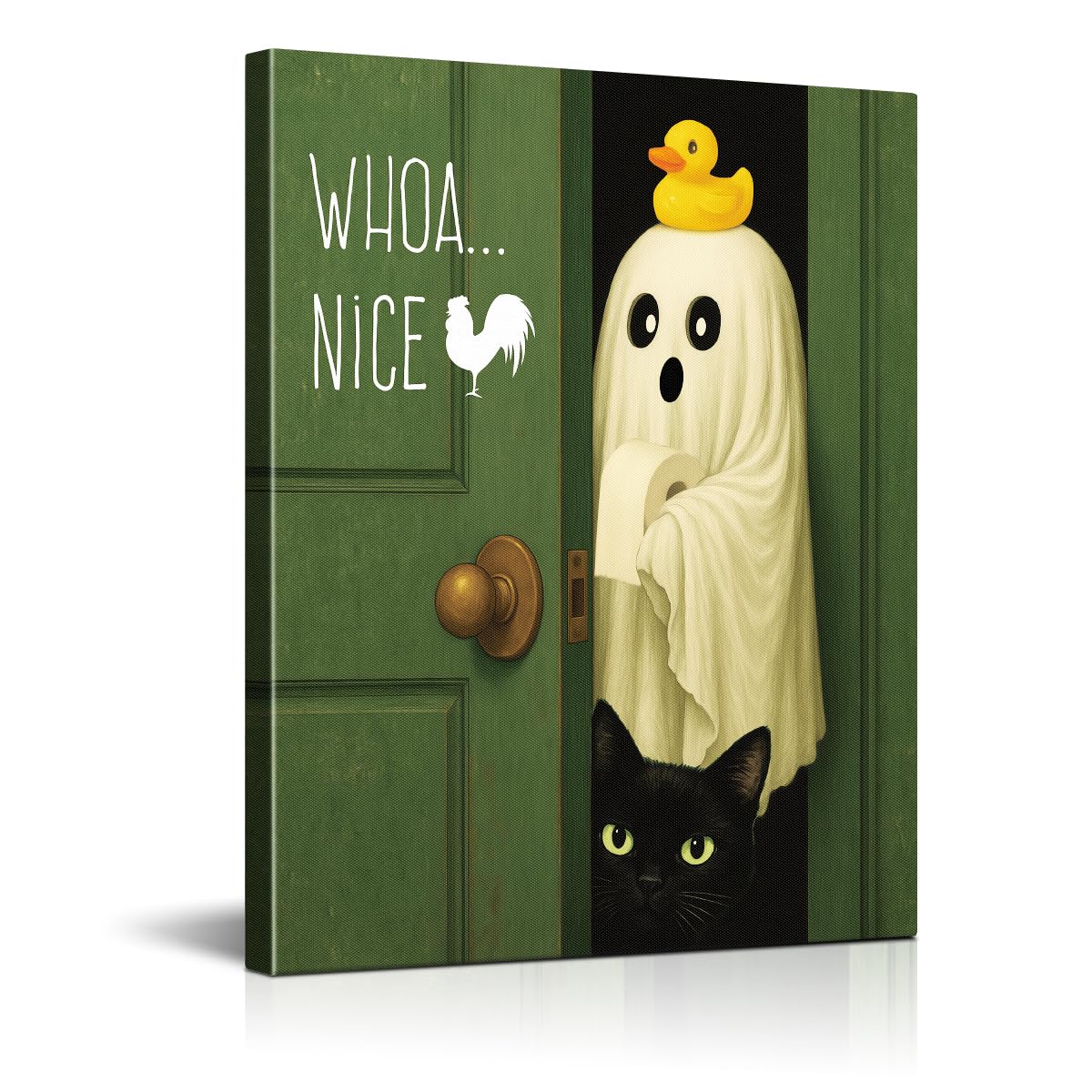 Funny Ghost Cat Halloween Bathroom Wall Art Ghost Are Canvas Print Framed