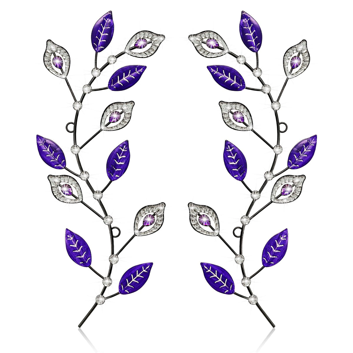 sxnzequnze 2 Set Metal Tree Leaf Wall Art for Home Decor Living Room Bedroom Dining Room Bling Rhinestone, 3D, Iron Branch Hanging Leaf Sculpture Art Pieces -Gold 16.5in*6.7in