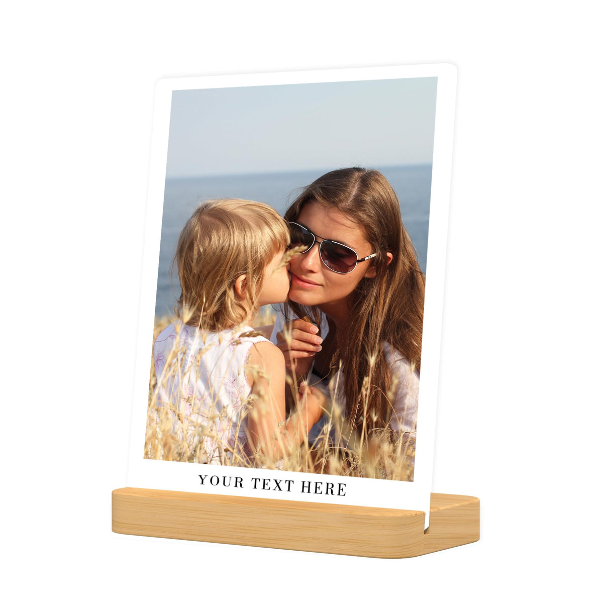 Custom Metal Photo Prints Customized photo gifts with Natural Bamboo Base