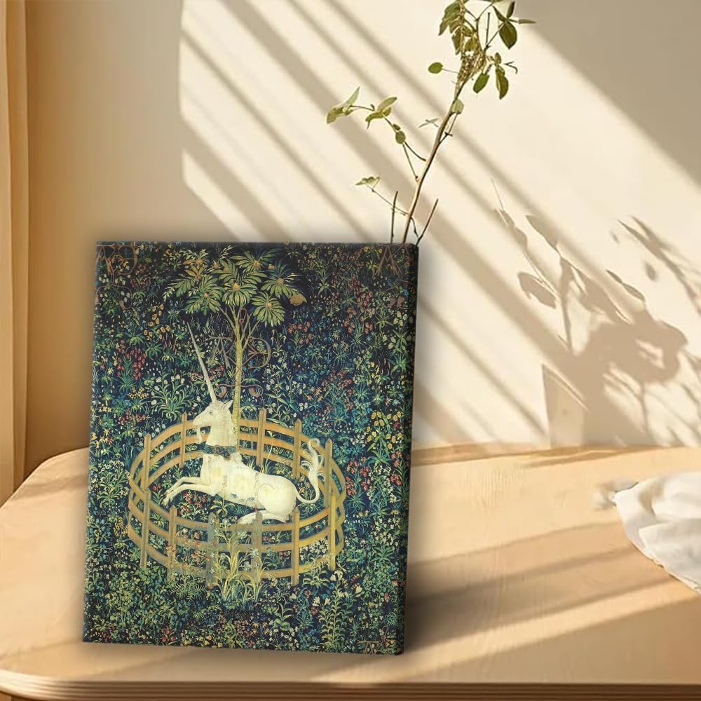 Medieval Tapestry Style Unicorn In Enclosed Garden (Unframed,20x30 inch)