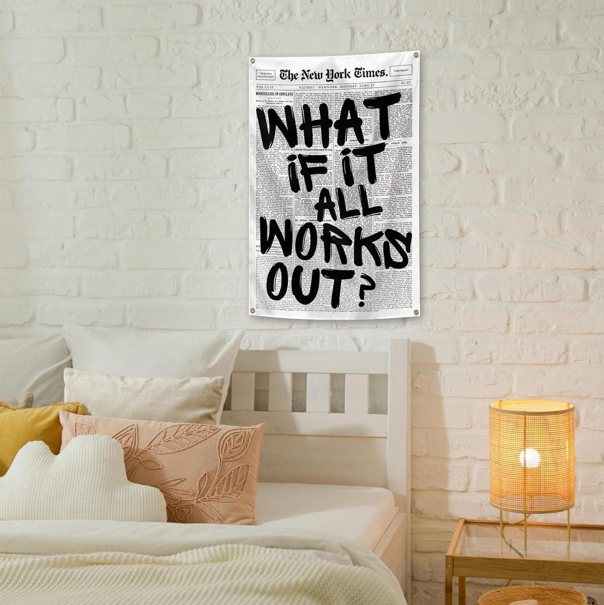 verrlia Retro Art What If It All Works Out Inspirational Tapestry 2x3 Feet Motivational Tapestry for Bedroom College Dorm Dorm Office Wall Decor