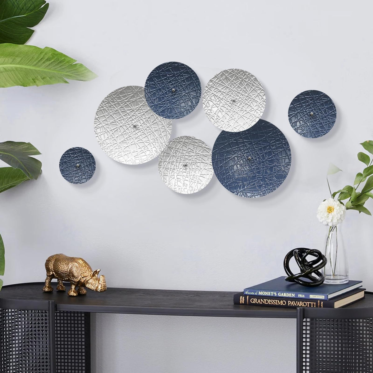 Silver and Gray Metal Wall Art Decor for Modern Living Room Hallway