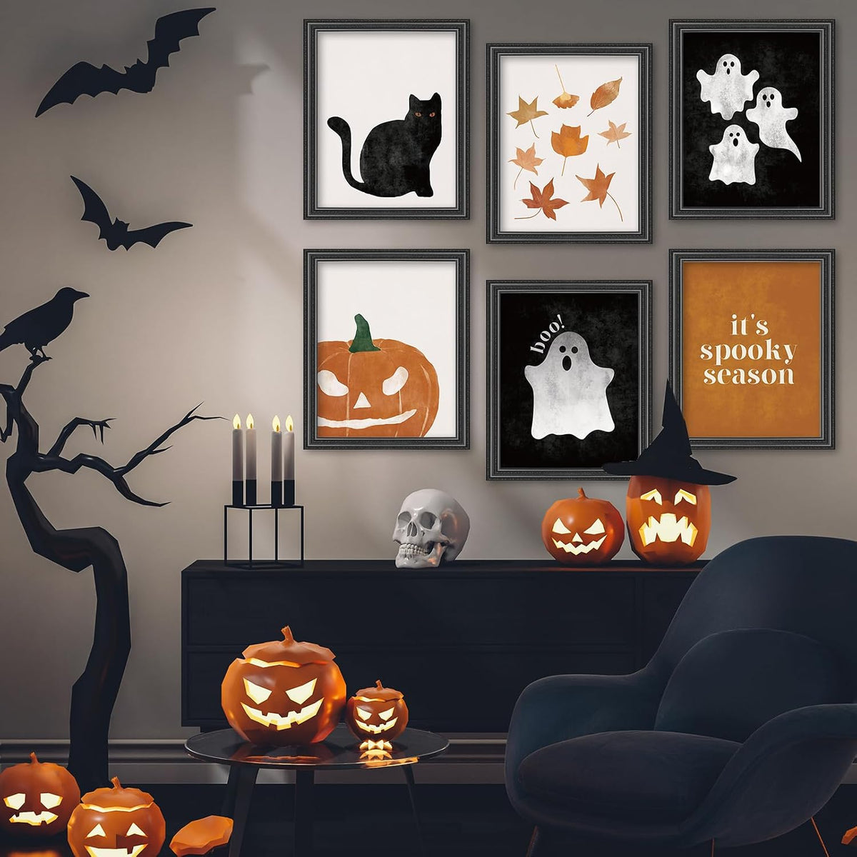 JarThenaAMCS 12Pcs Halloween Wall Art Prints, Unframed 8 x 10 Inch