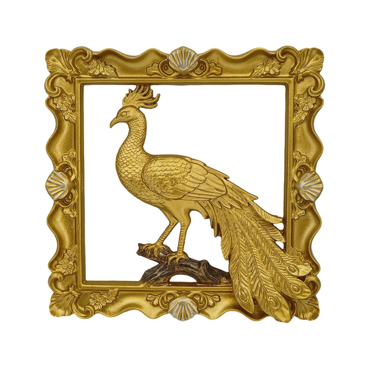 Rabbit Wall Decor with Gold Frame, Baroque Resin Bunny Wall Sculpture