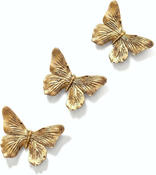 guiyal 3D Butterfly Wall Decor, Antique Copper Resin Butterfly Sculptures