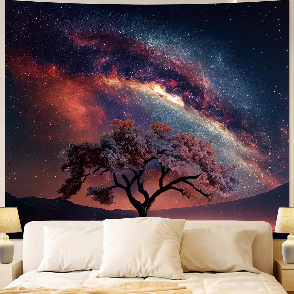 Apdidl Space Ceiling Tapestry for Bedroom, Galaxy Forest Large Wall Hanging