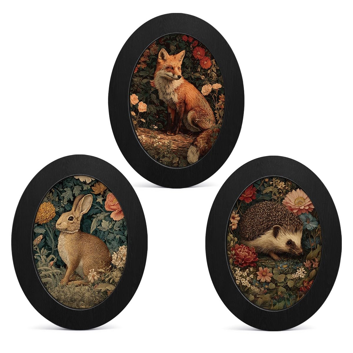 3Pcs Funny Ghost Halloween Bathroom Oval Wall Art Framed Spooky Decor