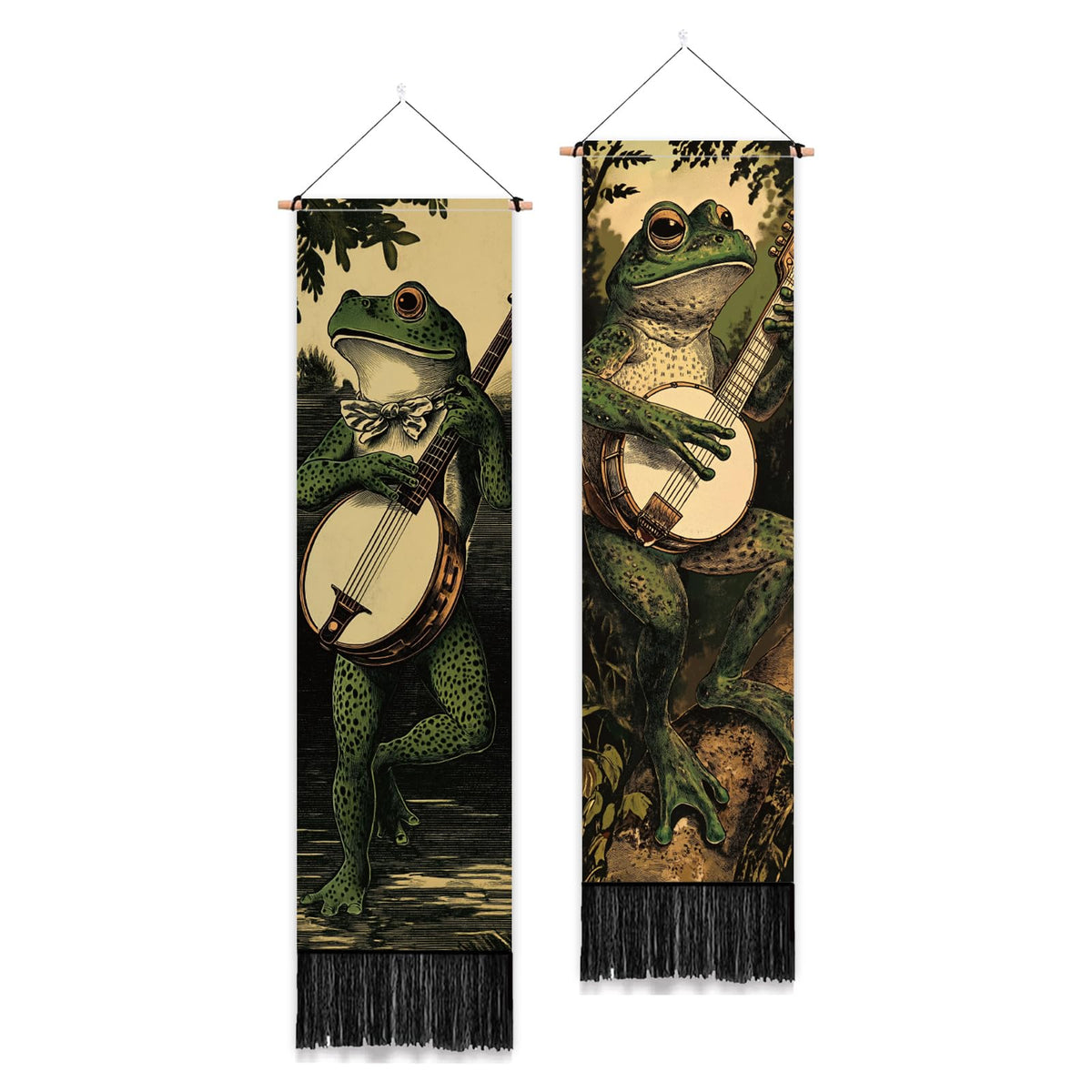 PLIGREAT 2 Pack Japanese Peony Vertical Tapestry with Tassels Elegant Flower Wall Hanging for Bedroom Bathroom Living Room Warm Long Narrow Wall Hanging Dorm Room Home Art Decor