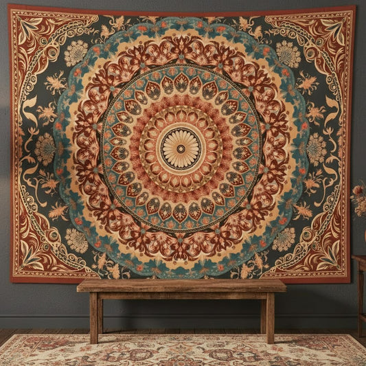 Accnicc Vintage Mandala Tapestry Wall Hanging Boho Floral Medallion Tapestry Aesthetic Hippie Retro Bohemian Flower Indian Cute Small Tapestries for Bedroom Living Room Dorm Decor 48 x 36 Inch