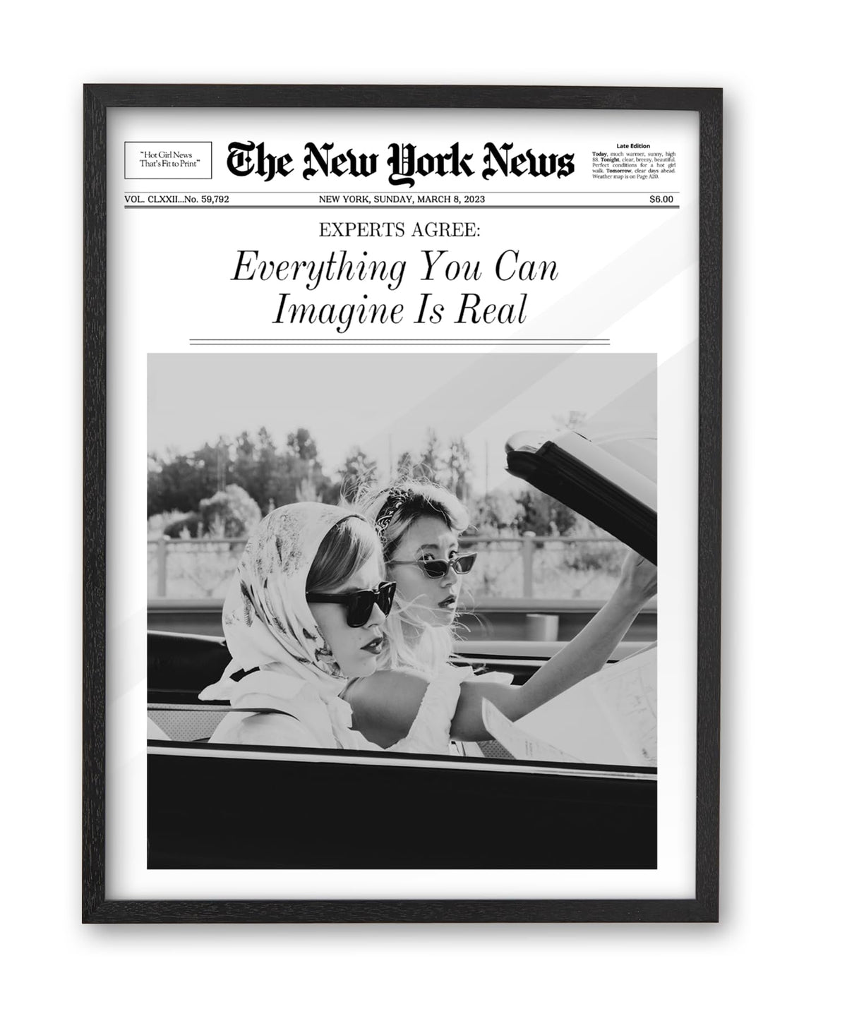 iHery 12x16in Audrey Hepburn Better Late Than Ugly Framed Bathroom Art
