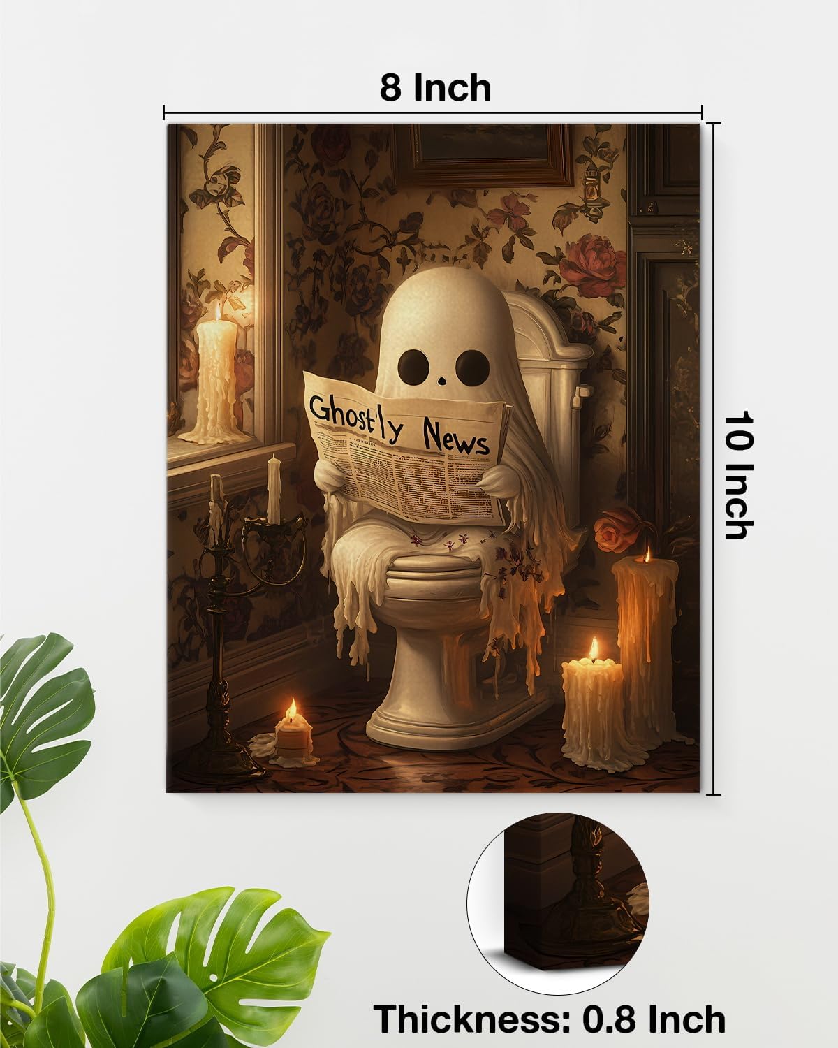 Funny Ghost Halloween Bathroom Wall Art Gothic Canvas Print Poster Framed