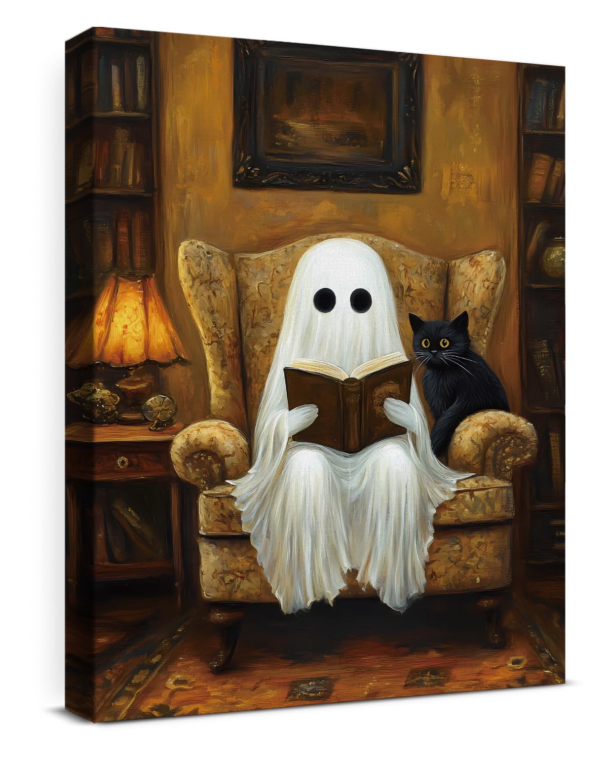 Funny Ghost Halloween Bathroom Wall Art Gothic Canvas Print Poster Framed