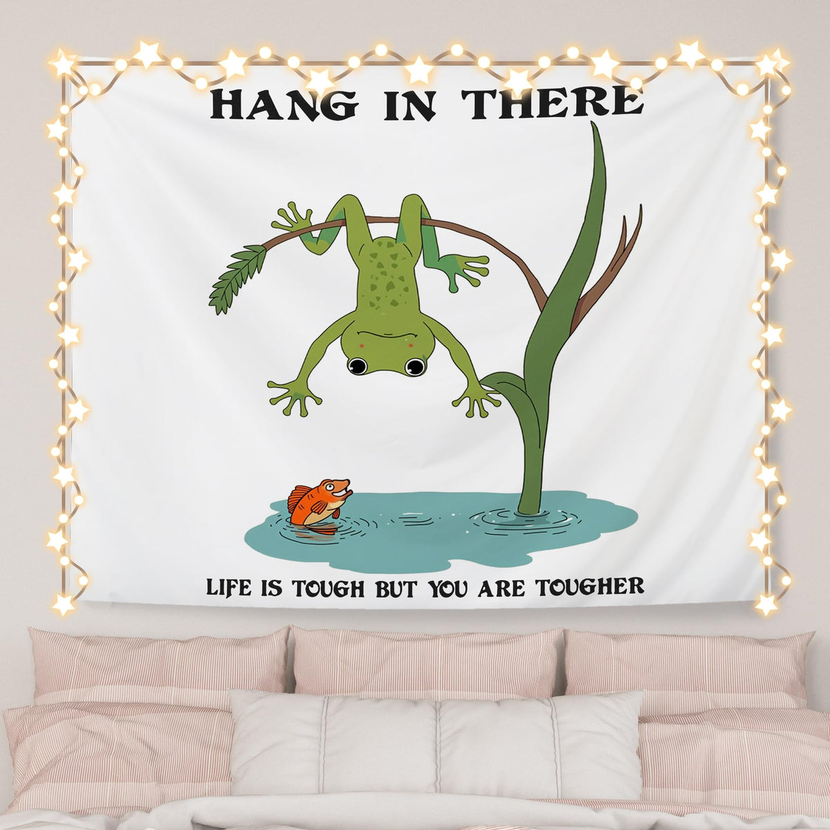 AQYIP What's the Best That Could Happen Inspirational Tapestry, Motivational Tapestry Decorative, Trendy Blue Positive Quote Wall Tapestries Blanket Decor for Home Office, 50x60 Inch