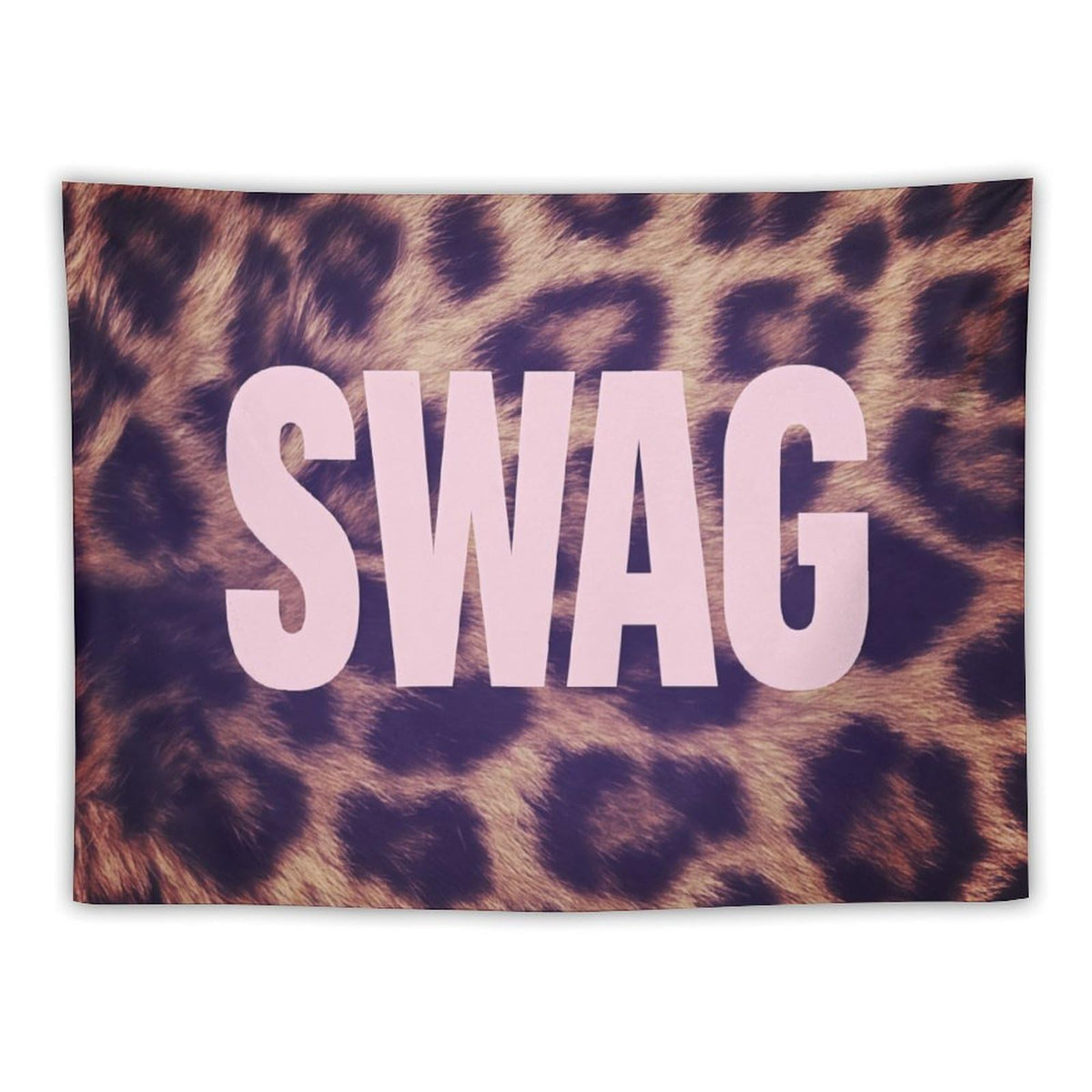 Gyvif Leopard Print Pink SWAG Slogan Wall Tapestry, Y2K Street Style Wall Hanging For Bedroom Dorm, Gift For Teens & Streetwear Lovers