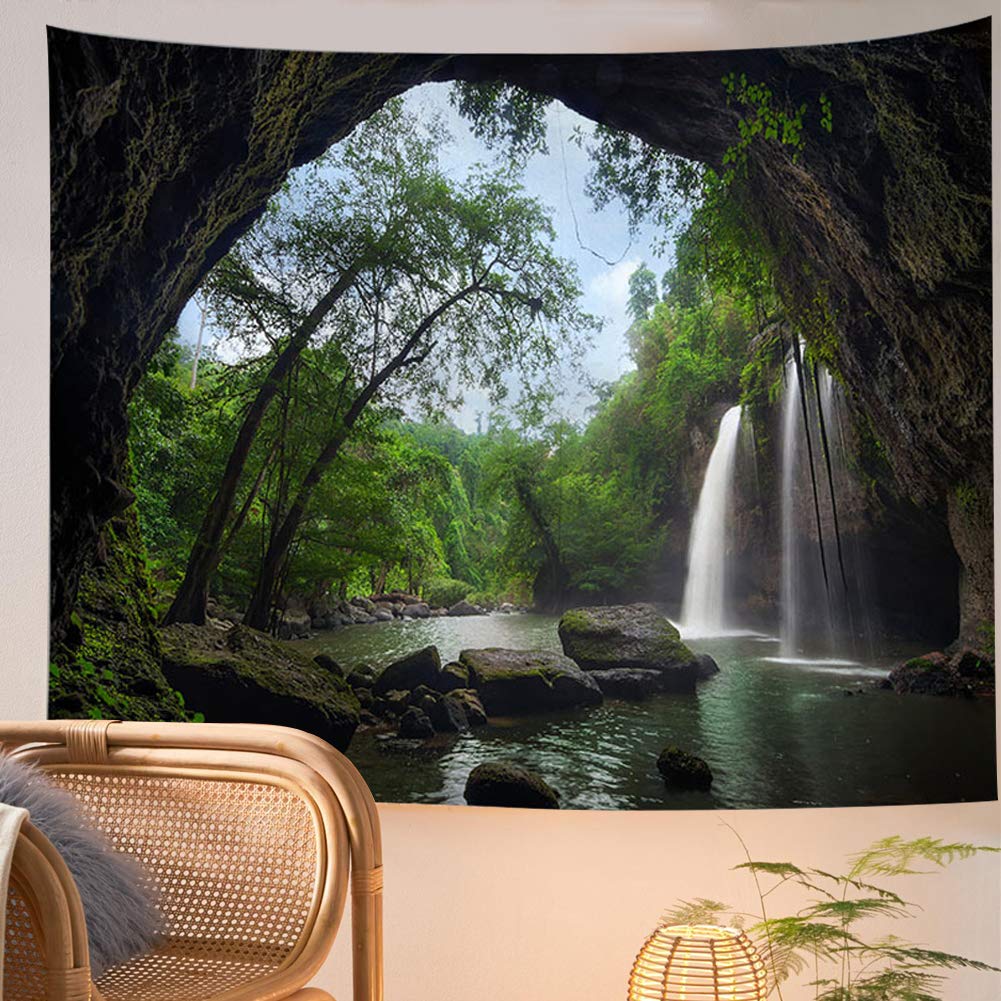 Llamazing Forest Tapestry Home Decor Landscape Living Room Bedroom Decoration Magic Tapestry Curtain (Looking Up at The Stars, 78''L×60''W)