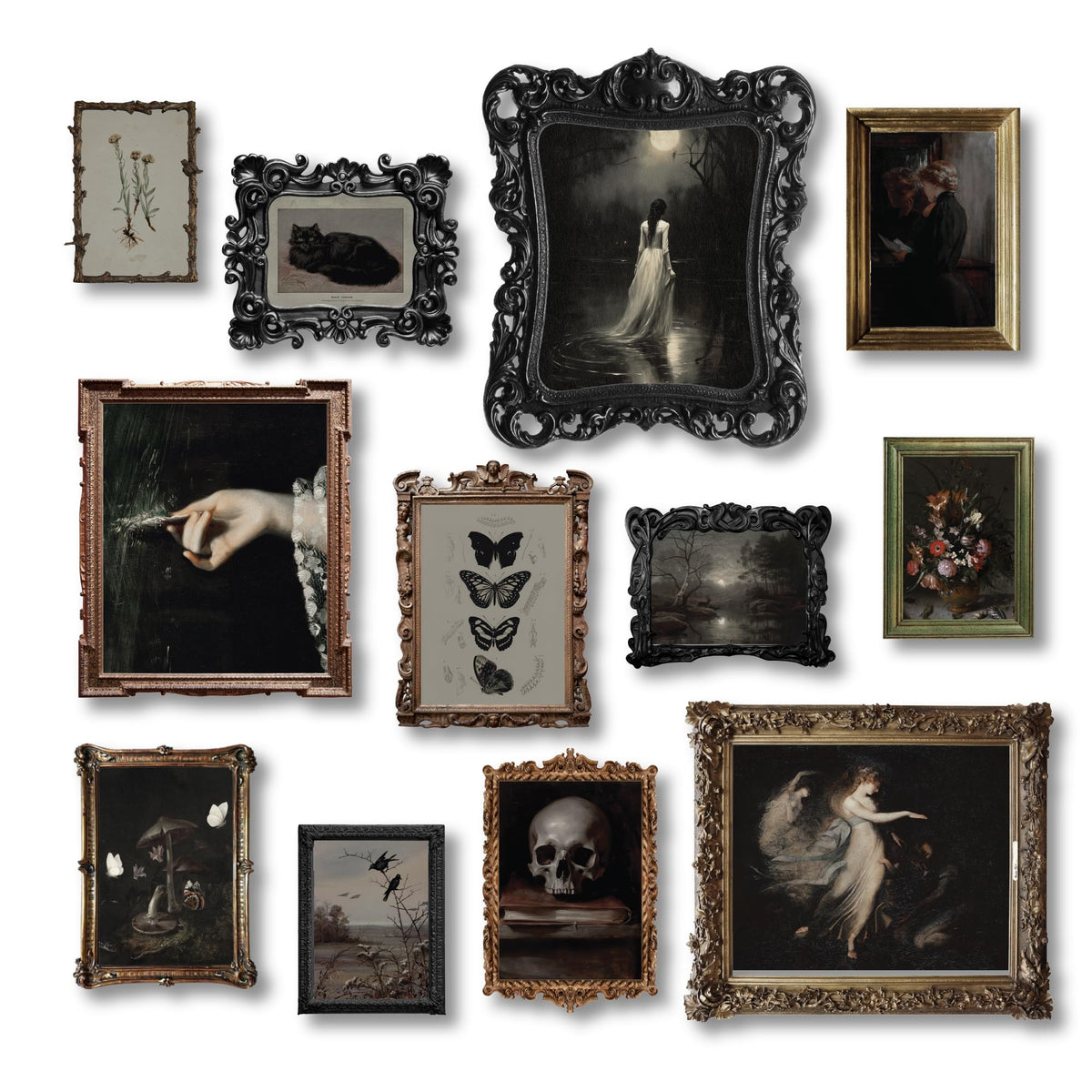 Dark Academia Wall Art Unframed, 12pcs Gothic Prints for Wall Decor