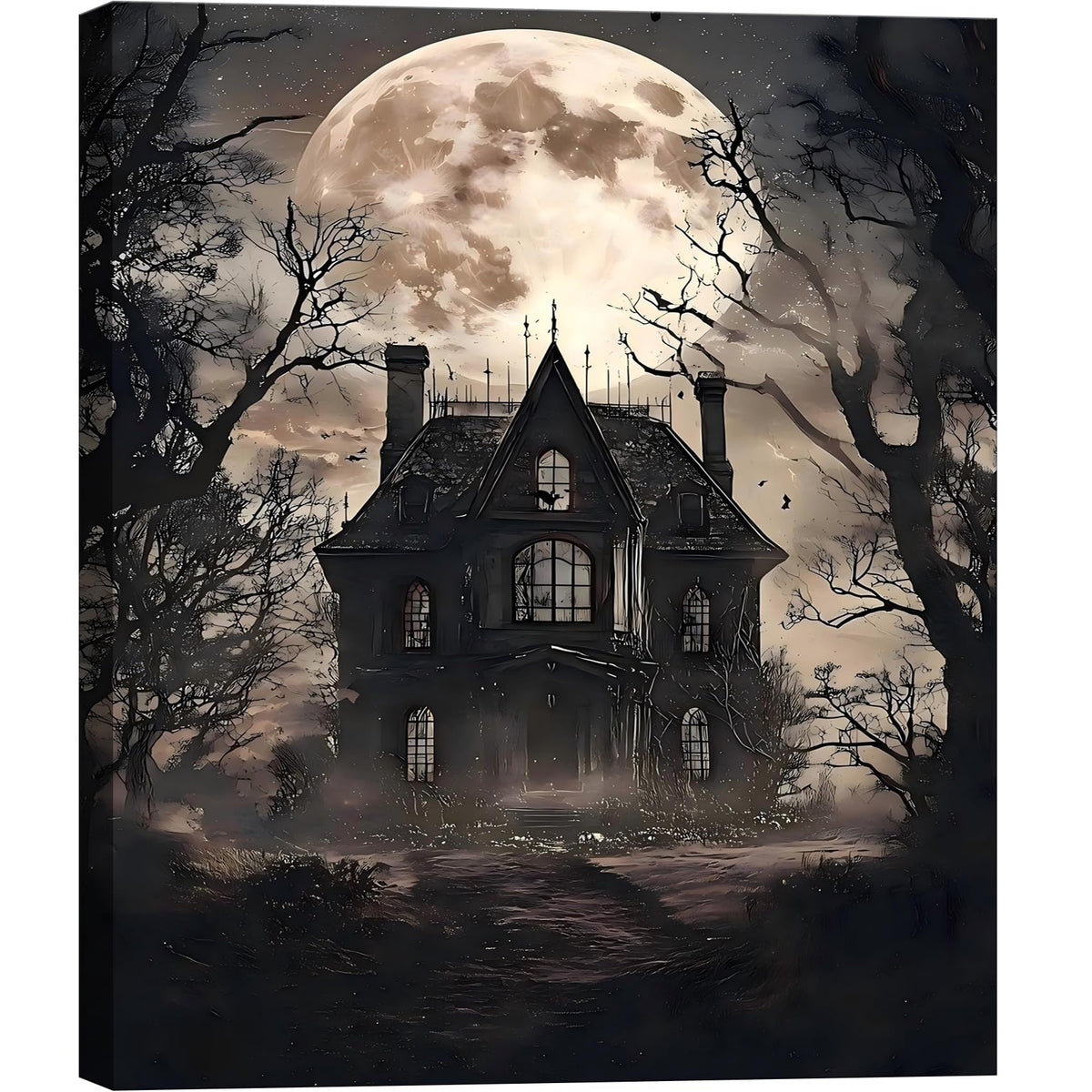 Framed Halloween Ghost Bathroom Canvas Wall Art 8x12 In, Funny Spooky Toilet Scene Canvas Prints Artwork, Dark Halloween Wall Decor Pictures for Office Home Decoration