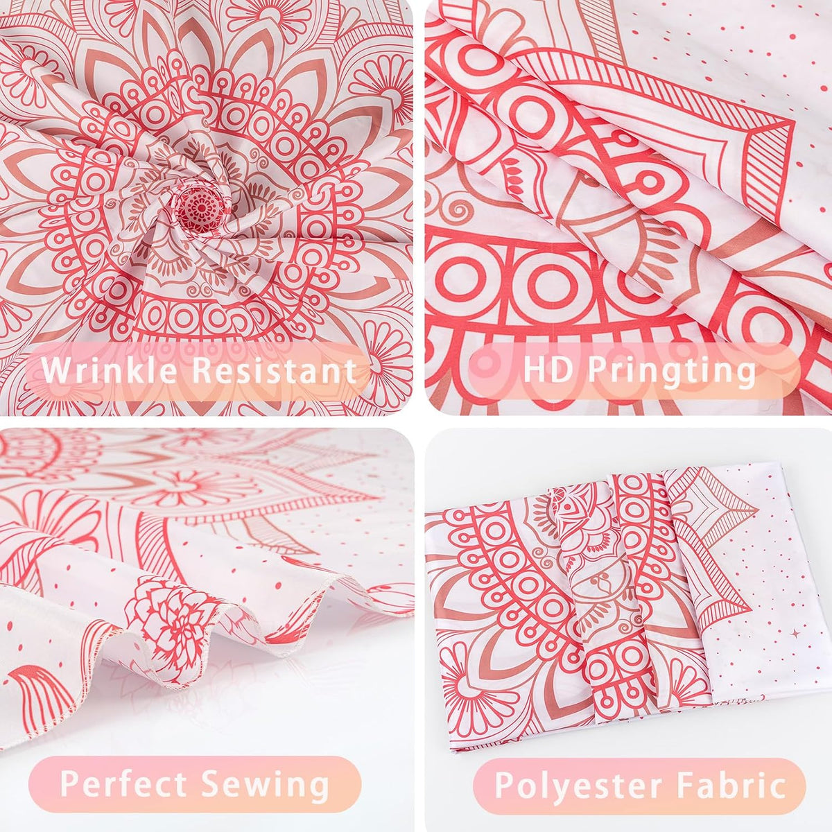 Apdidl Pink Boho Wall Tapestry for Bedroom,Mandala Bohemian Tapestries Girl