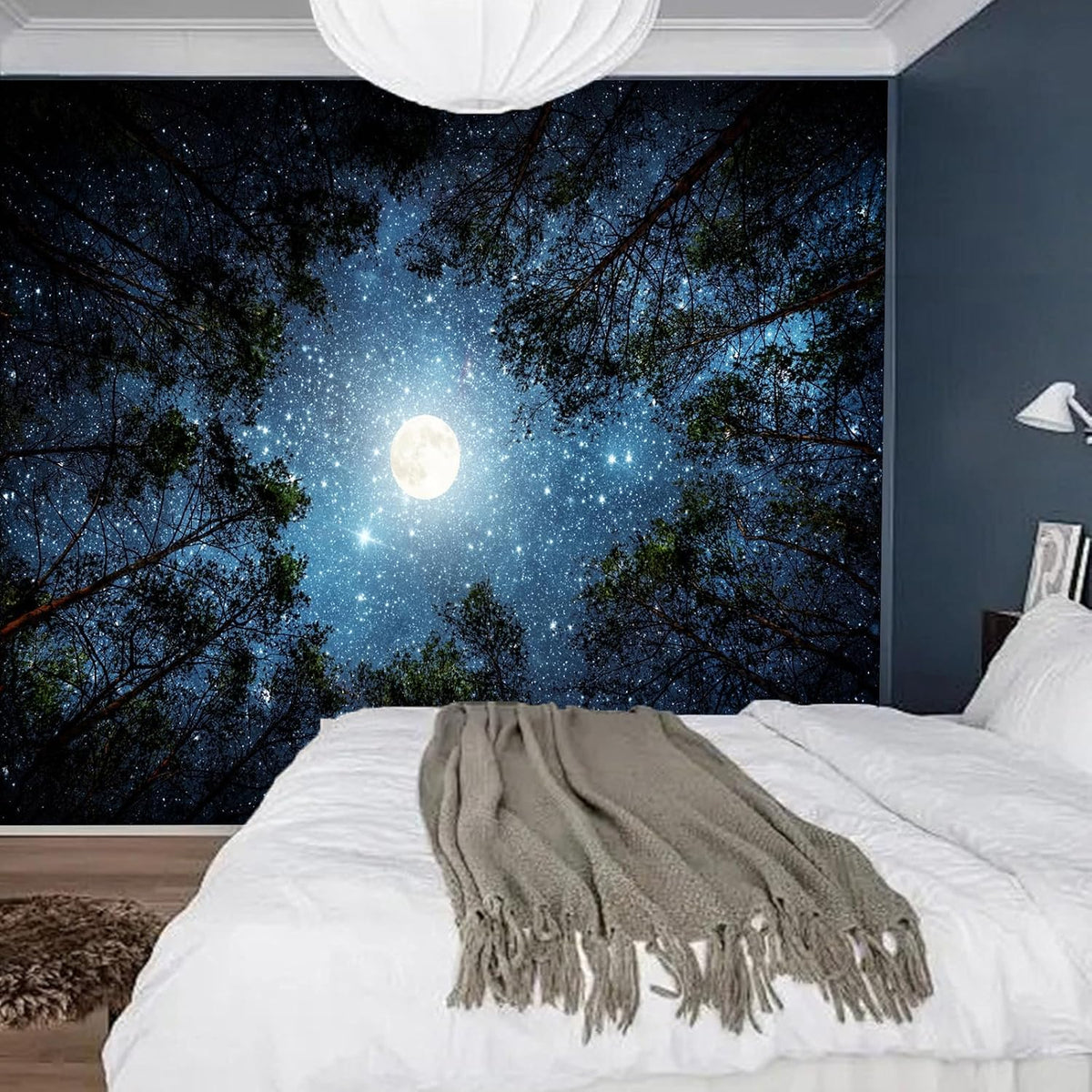 Apdidl Space Ceiling Tapestry for Bedroom, Galaxy Forest Large Wall Hanging