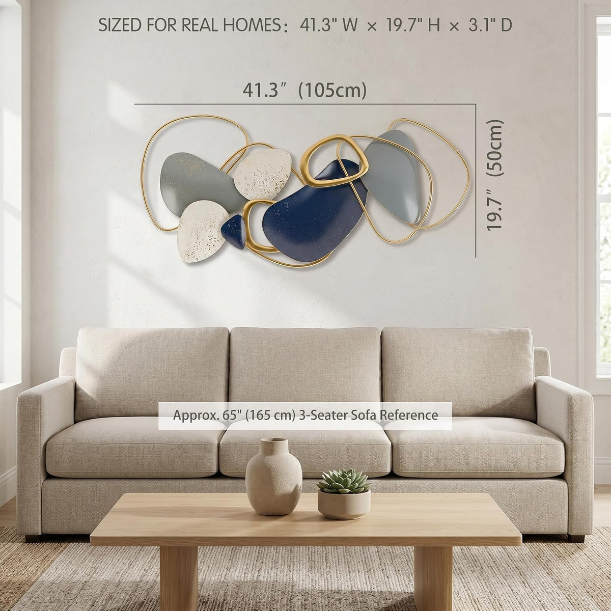 Axioglo 40" Large 3D Metal Wall Decor, Abstract Wall Art for Living Room