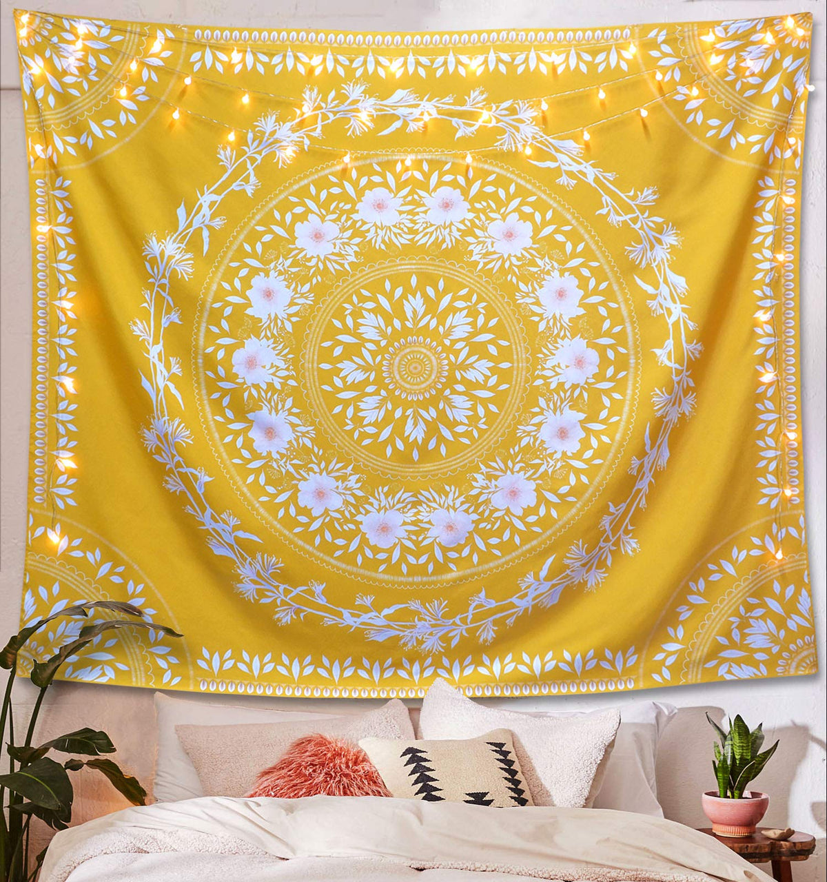 Lifeel Black and White Floral Tapestry, Boho Aesthetic Tapestries, Wall Hanging for Bedroom Living Room Dorm
