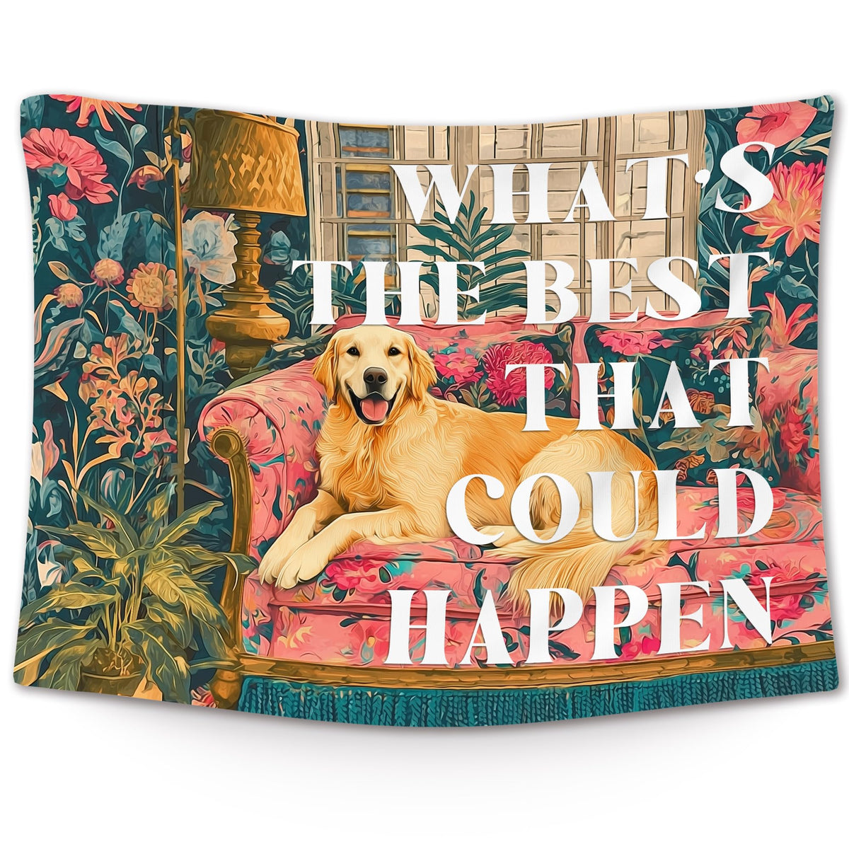 XLDLIOO Preppy Leopard Disco Classroom Tapestry, What's The Best That Could Happen, Retro Maximalist Tapestry Hanging for Girly Room Bedroom, Groovy Tapestries Wall Decor Art for Teen Girls Dorm 50x60in